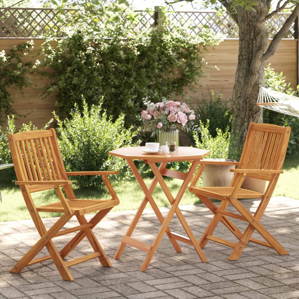 vidaXL Gartenlounge-Set 3-tlg. Bistro-Set Klappbar Massivholz ..., (1-tlg)