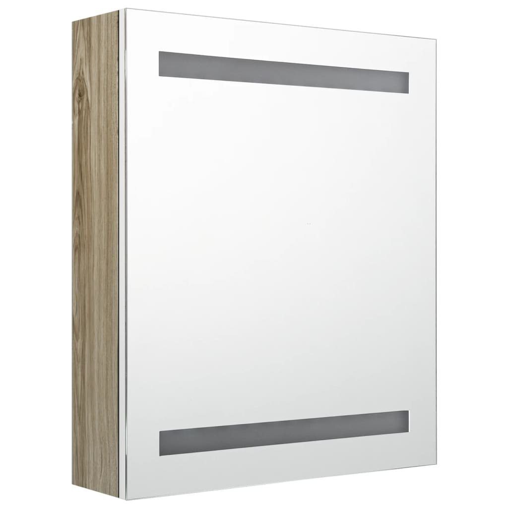 vidaXL Badezimmerspiegelschrank LED-Bad-Spiegelschrank Weiß und und Eichen-Optik (1-St) Eichefarben cm 50x14x60 Weiß