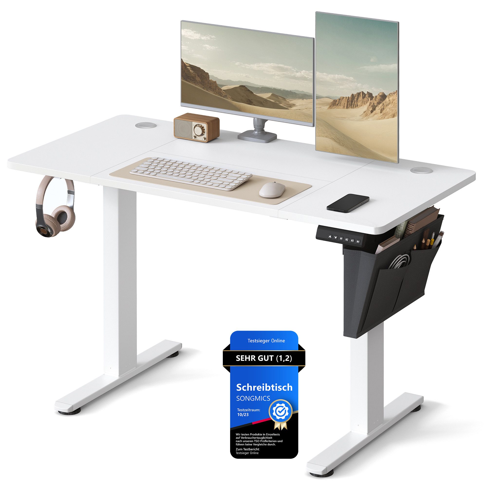 SONGMICS Schreibtisch Höhenverstellbarer elektrisch, 120/140/160/180 cm, US günstig online kaufen