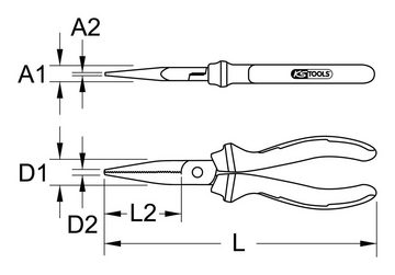 KS Tools Greifzange, Flachzange, 165 mm