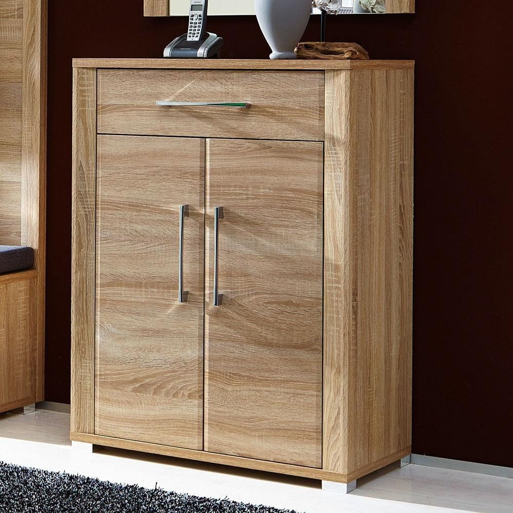 Lomadox Schuhschrank GOCH-36 mit Schubkasten und 2 Türen Eiche Sonoma hell B/H/T 74x100x40cm