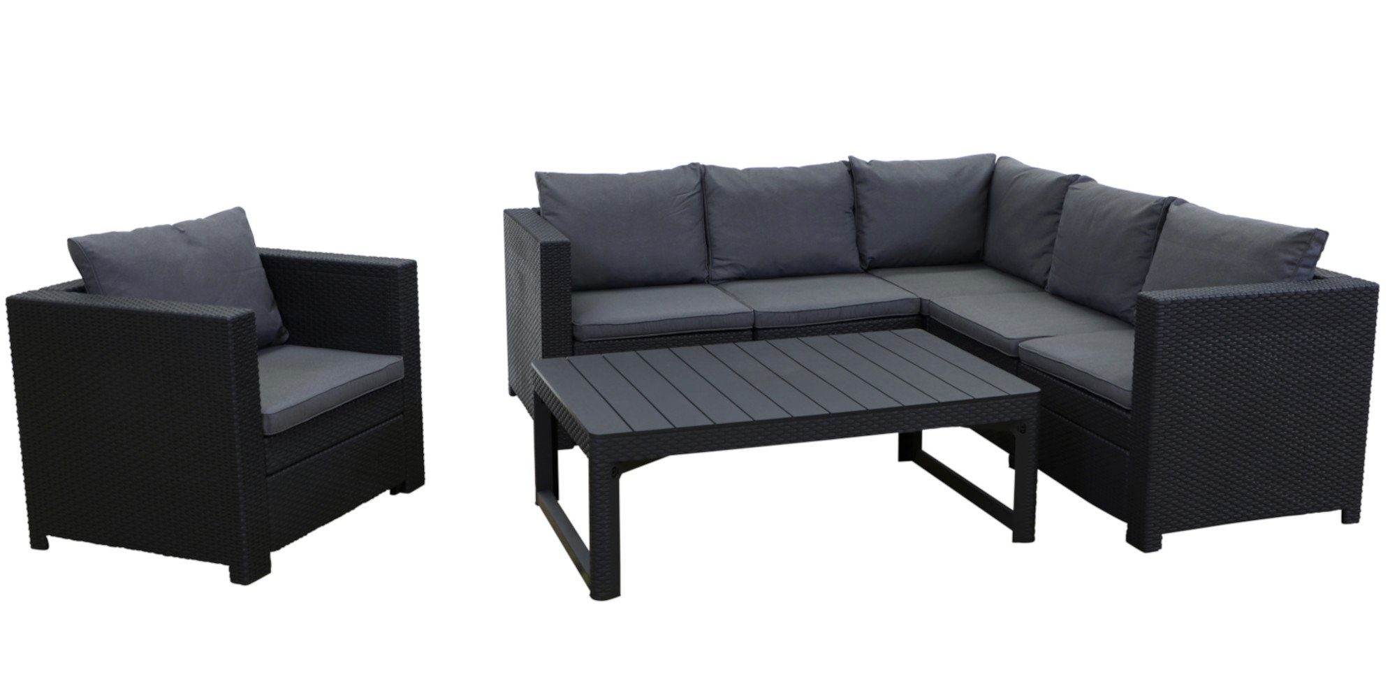 Gartenlounge-Set Keter Provence Garten-Lounge, Anthrazit mit höhenverstellbarem Tisch