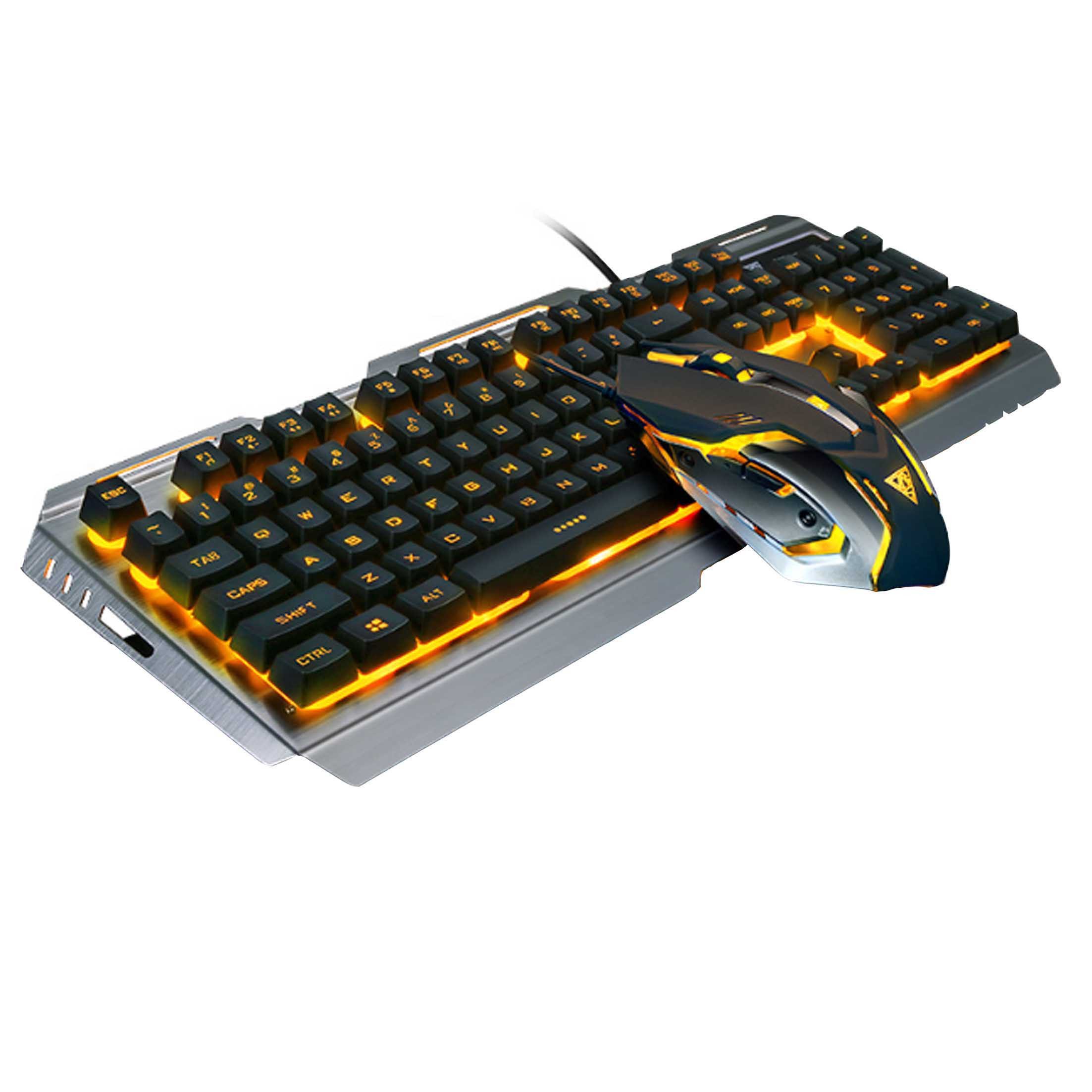 KINSI Kabelgebundenes Tastatur-Maus-Set, USB, mechanische Haptik,PC & Laptop Tastatur- und Maus-Set, Inklusive Maus, 1000–3200 DPI