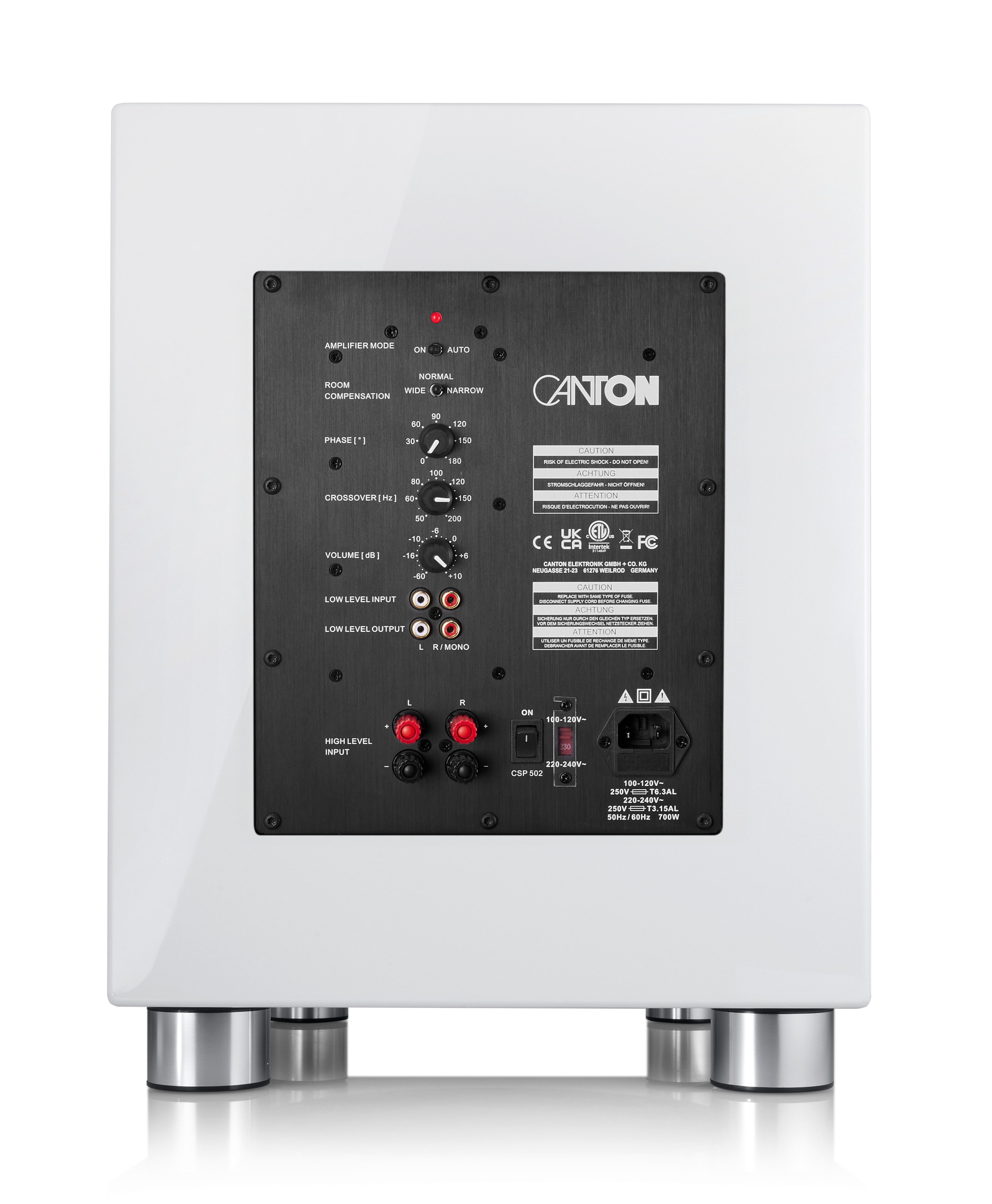 CANTON SMRAT SUB 1201 Subwoofer (500 W, Hochglanzgehäuse, Alu-Graphit-Membran, leistungsstarke Endstufe)