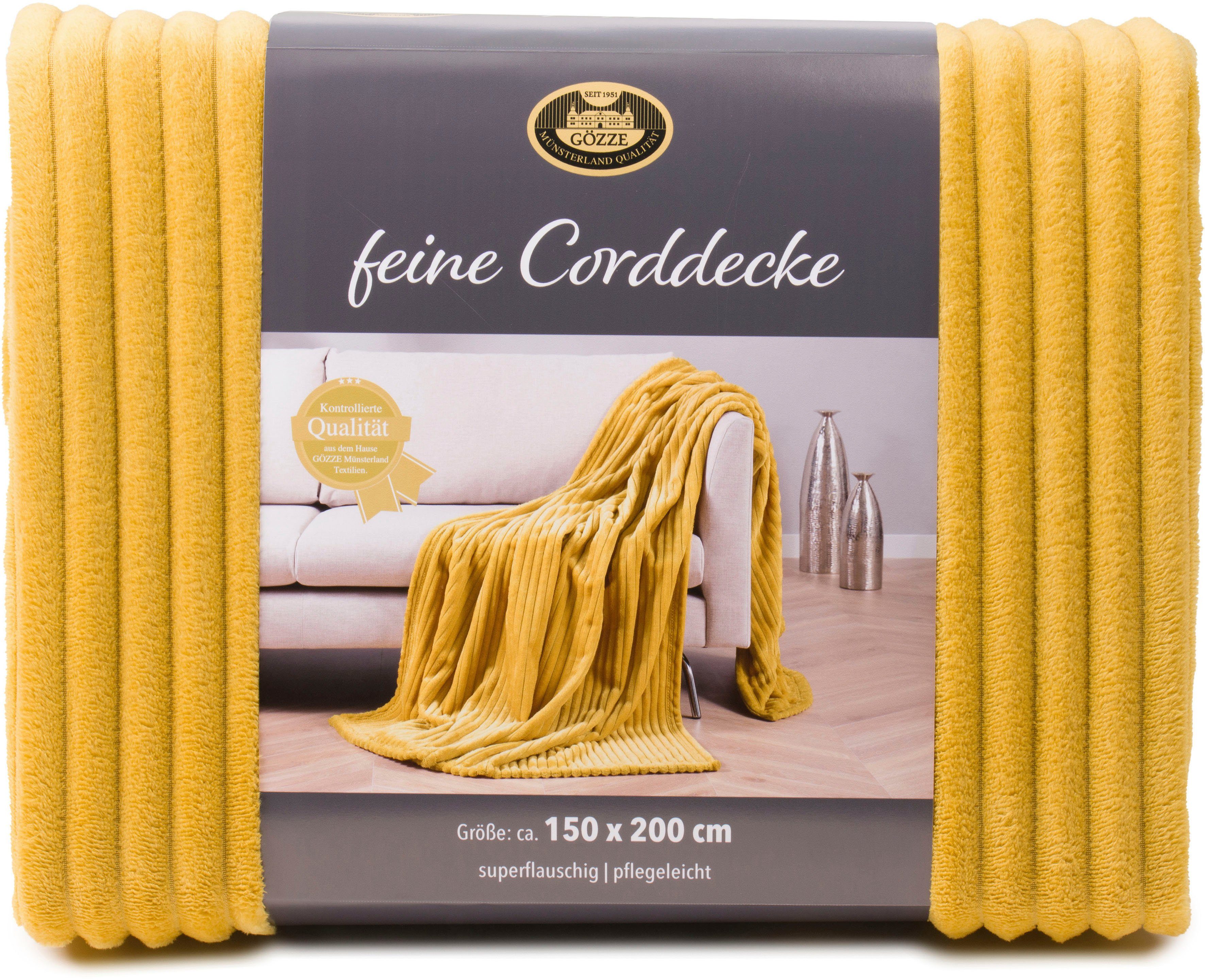 Wohndecke Feincord Kuscheldecke, Gözze, flauschig weich und wohlig warm