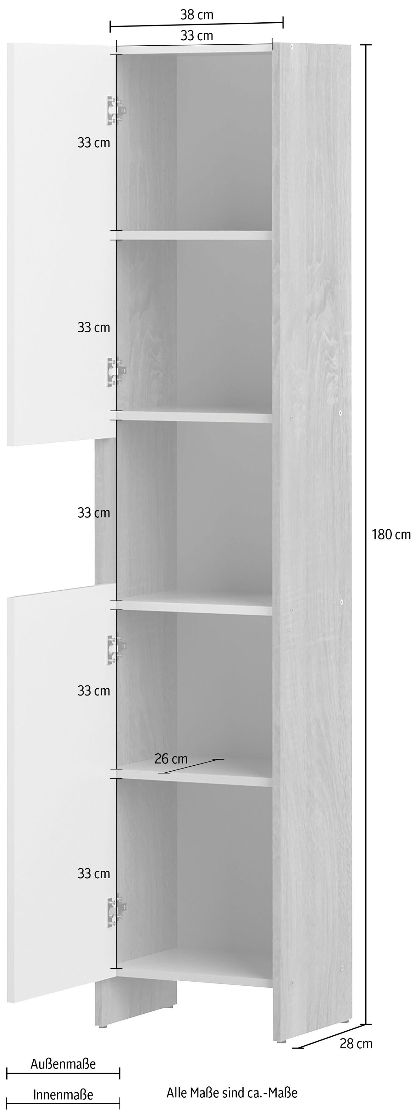 Biarritz Schrank eichefarbig/weiss TemaHome Stauraumschrank