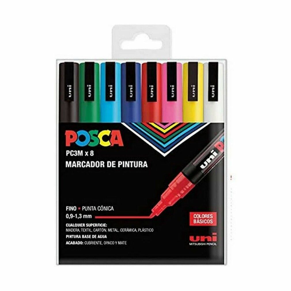 Uni Marker Marker-Set -Ball 0,9 mm Feine Spitze 8 Stück