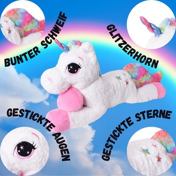 Kuscheltier großes XXL Einhorn Plüscheinhorn Plüschtier Stofftier Unicorn 110cm we