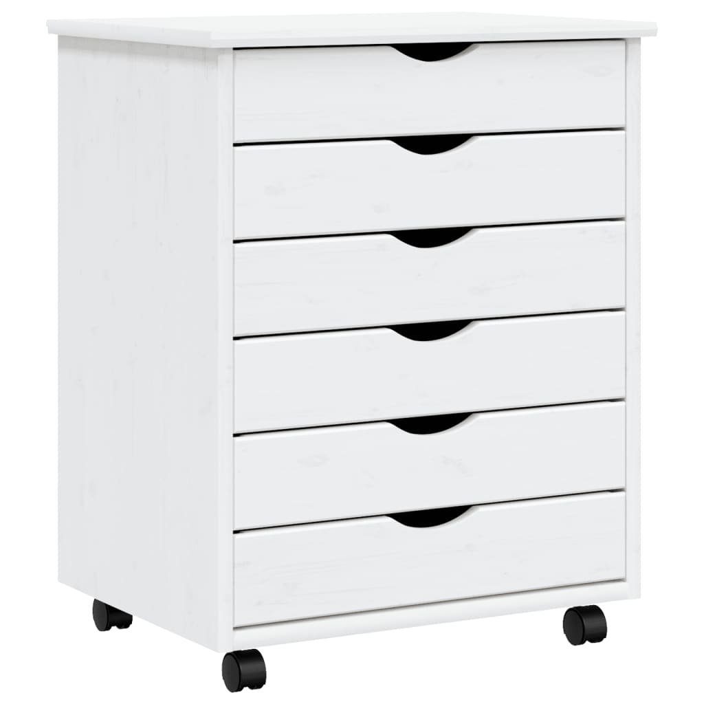 vidaXL Aktenschrank 53 x 39 x 655 cm Rollschrank mit Schubladen MOSS Weiß Massivholz Kiefe