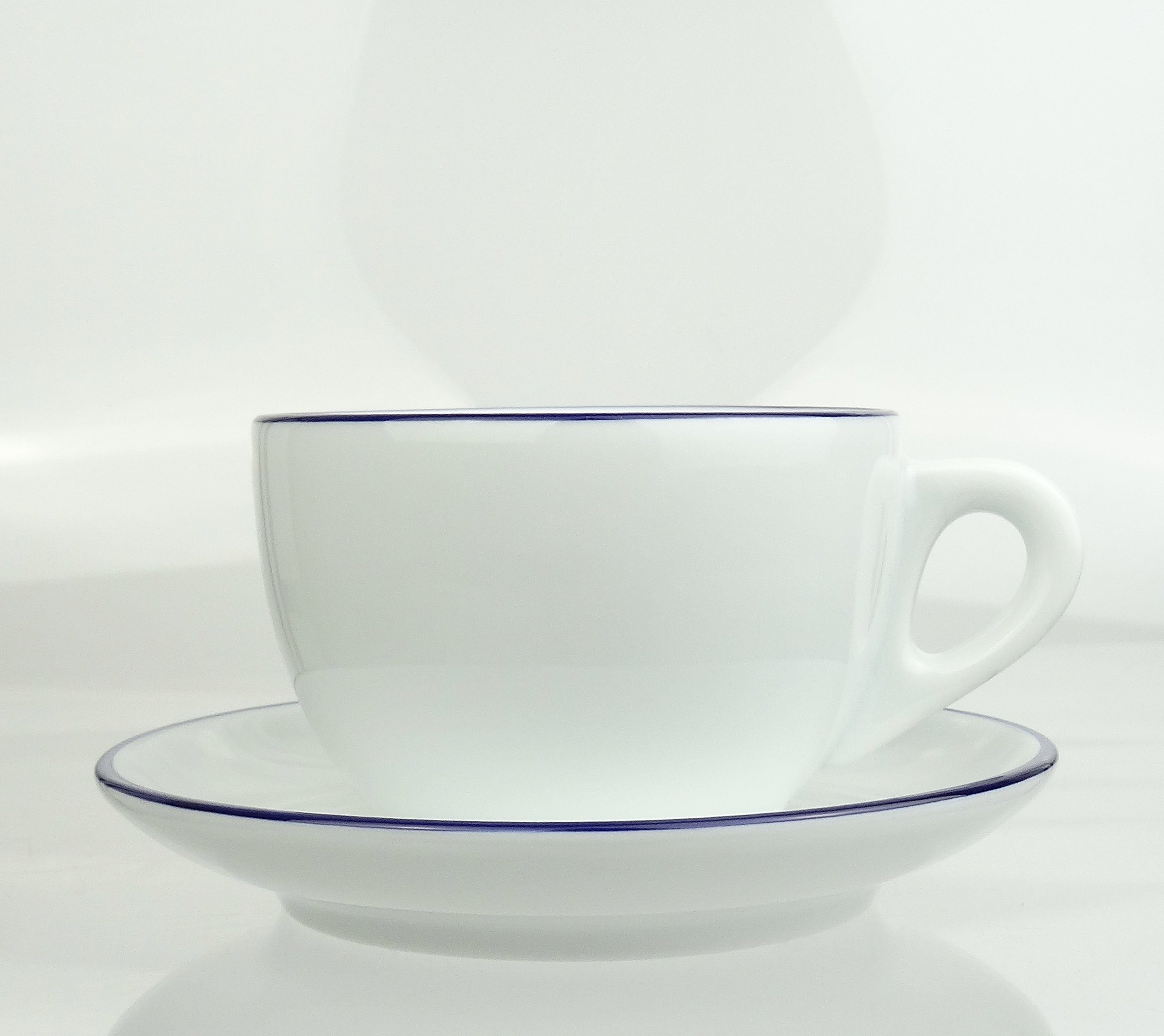 Ancap Cappuccinotasse dickwandig, blauer Rand, Made in Italy, Porzellan, 2-teilig