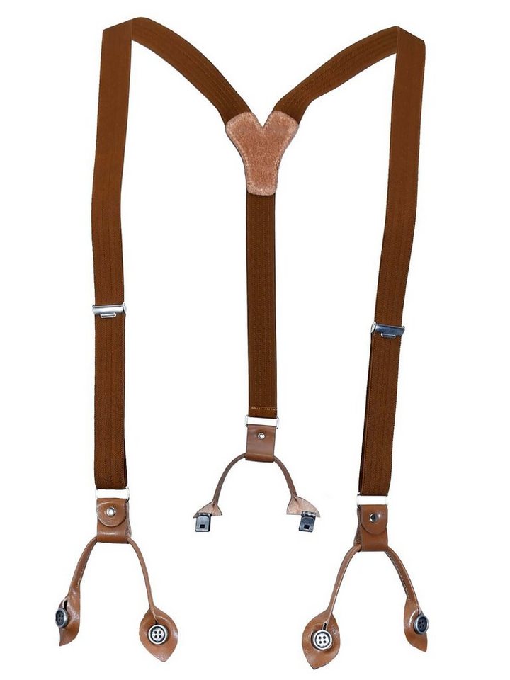 LLOYD Men's Belts Hosenträger LLOYD-Hosenträger 25 mm uni cognac  Lederrückenteil und Roll-Clips, elastisches Textilband mit Ledergarnitur  und Rollklips