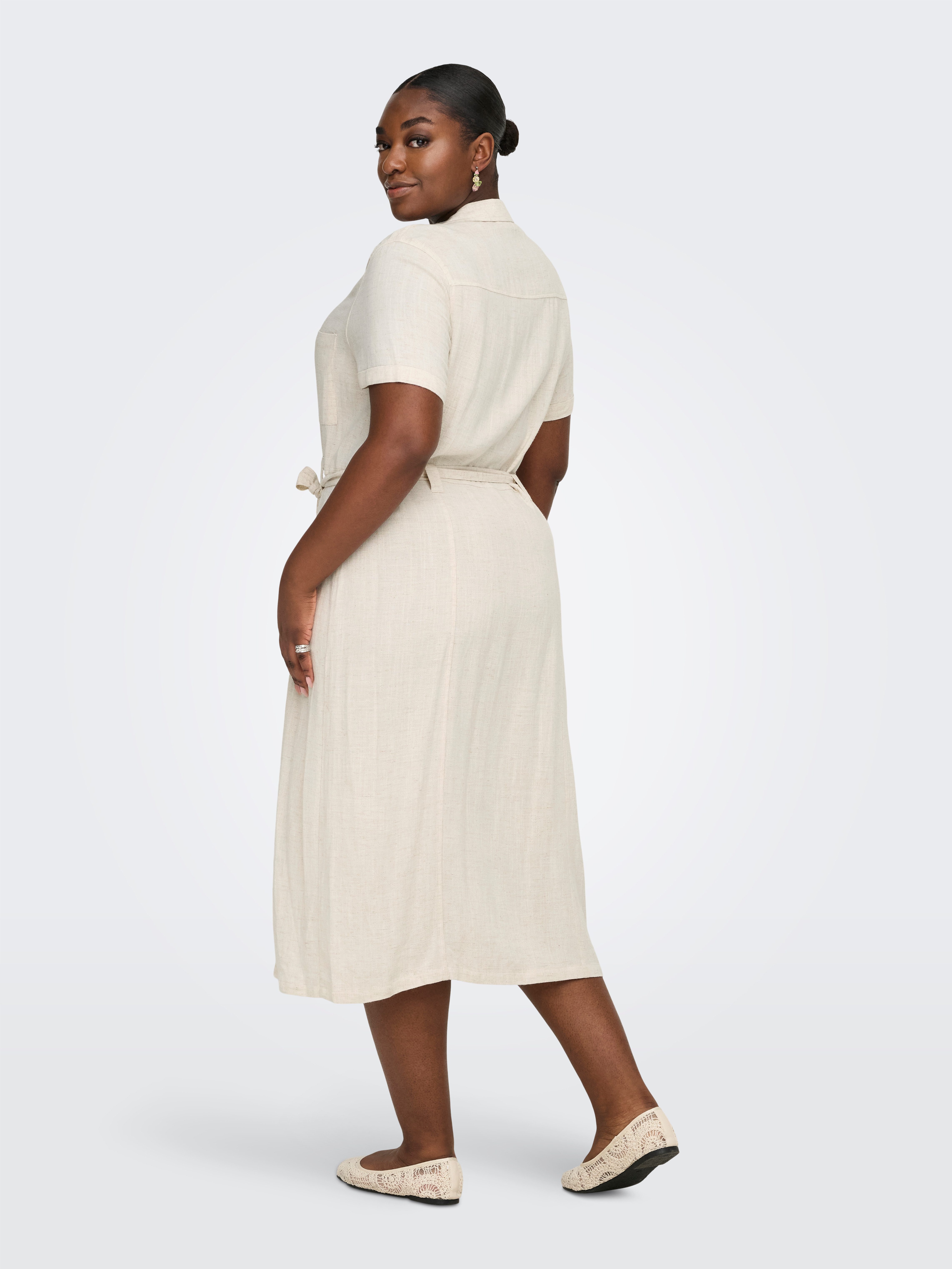 ONLY CARMAKOMA Blusenkleid CARSIESTA SS LIN BL SHIRT DRESS PNT NOOS