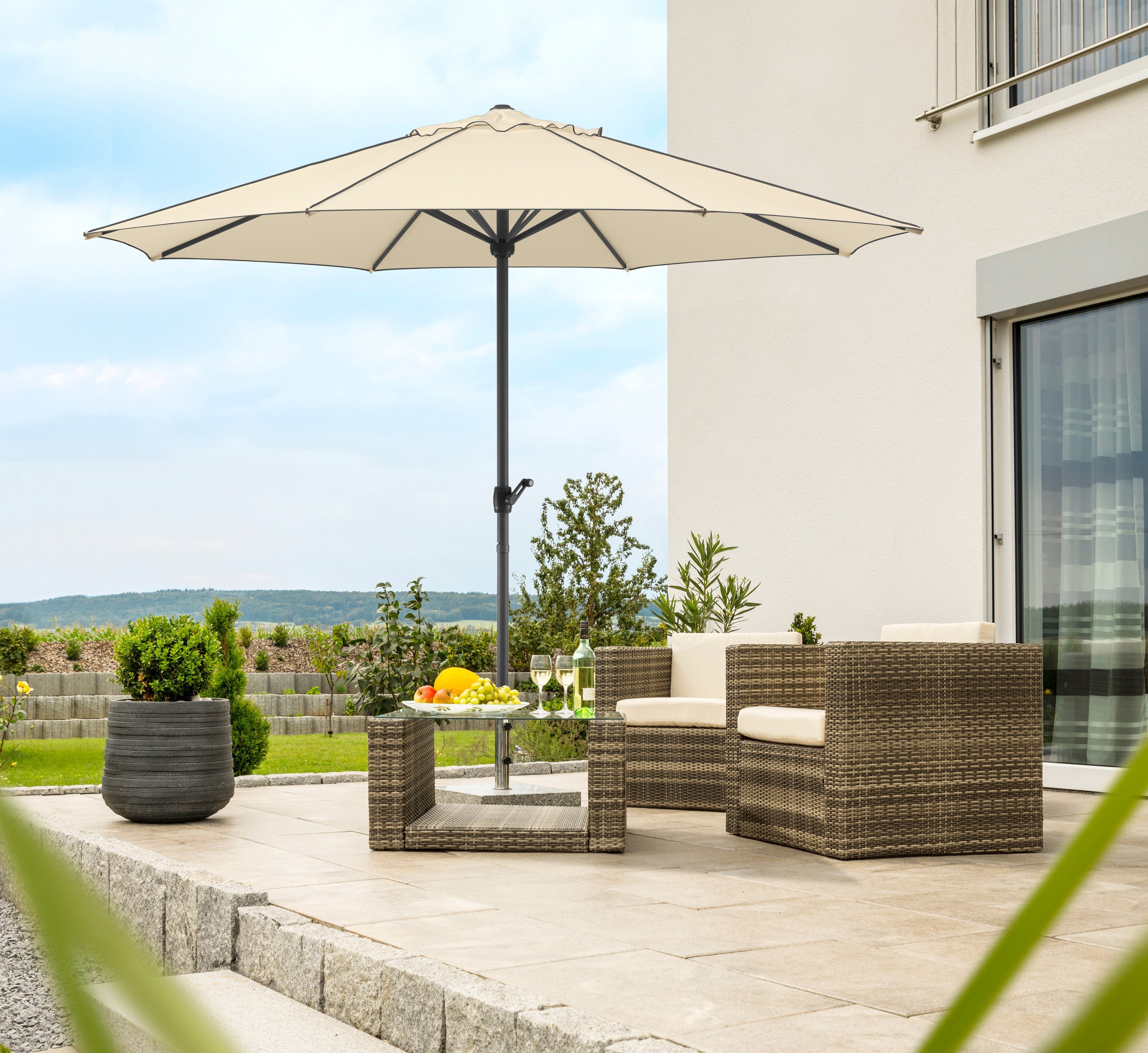 Schneider Marktschirm Adria Ø 350 cm Terracotta mit Kurbelmechanik günstig online kaufen