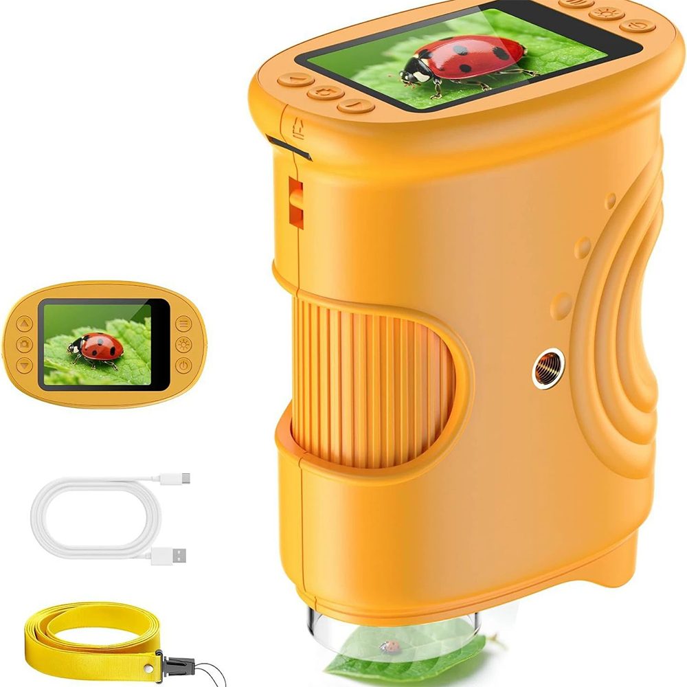 Minicloss Digitales Mikroskop für Kinder,1000X Digitales Mikroskop,Handmikroskop Kindermikroskop (50x-1000x, Tragbares Taschenmikroskop für Garten, Wald & Experimente)