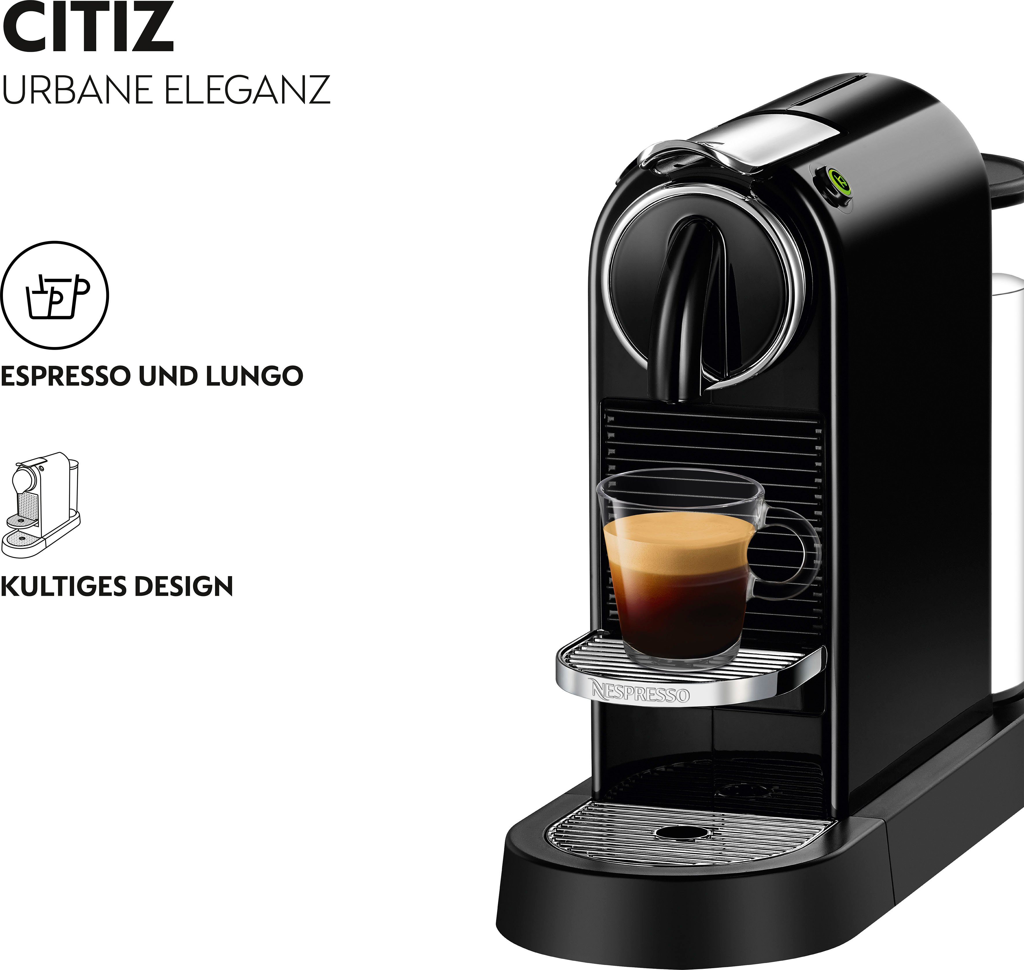 NESPRESSO Kapselmaschine CITIZ EN 167.B von DeLonghi, Black, inkl. Willkommenspaket mit 7 Kapseln