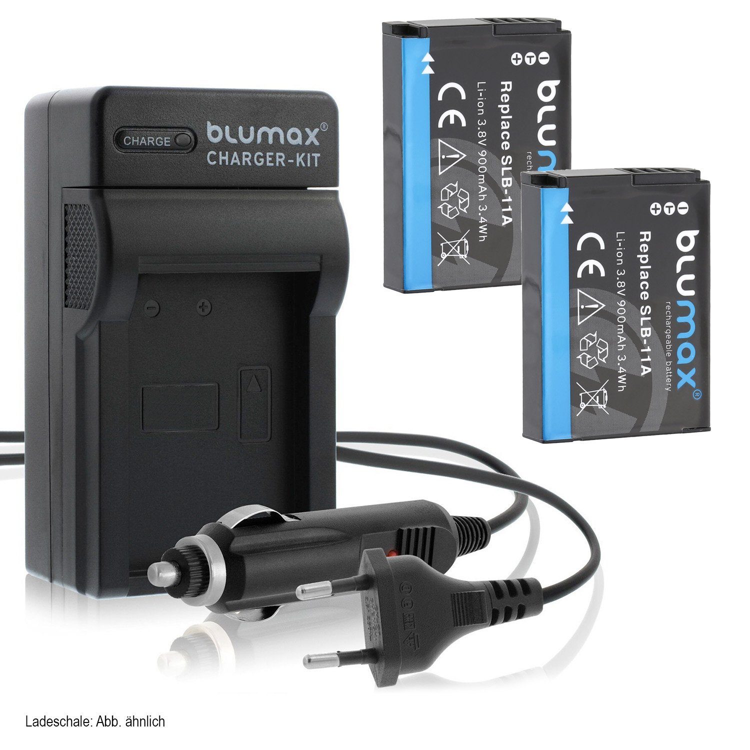 Blumax Set mit Lader für SLB-11A Samsung mAh TL320, 900 Kamera-Akku