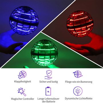Novzep Spielball Flying Ball Bumerang Spinner Dynamische RGB-Lichter Double Pass, 104 * 102 * 102 mm, Blau