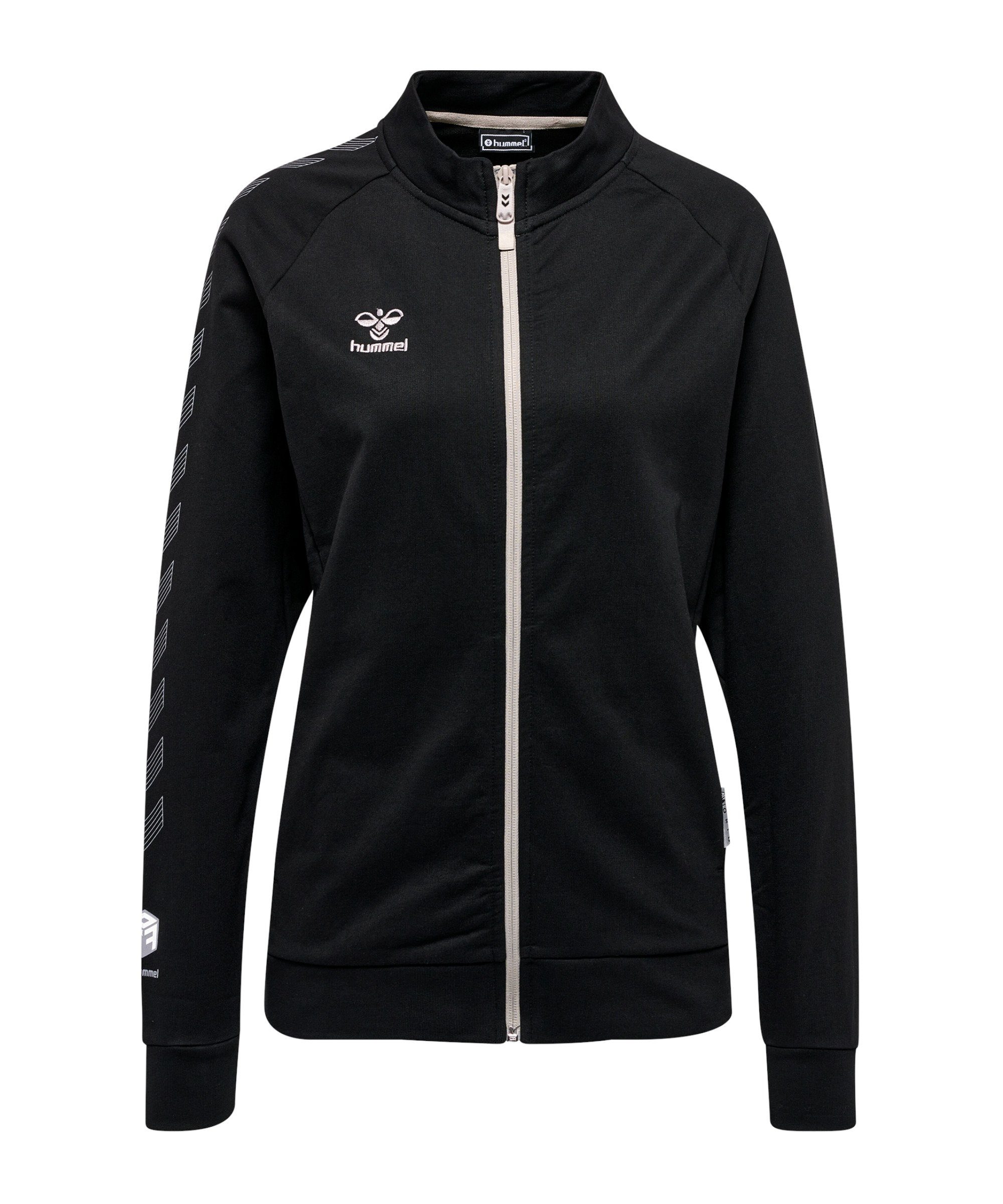 Schwarz Grid Jacke hmlMOVE Zip hummel Trainingsjacke Damen