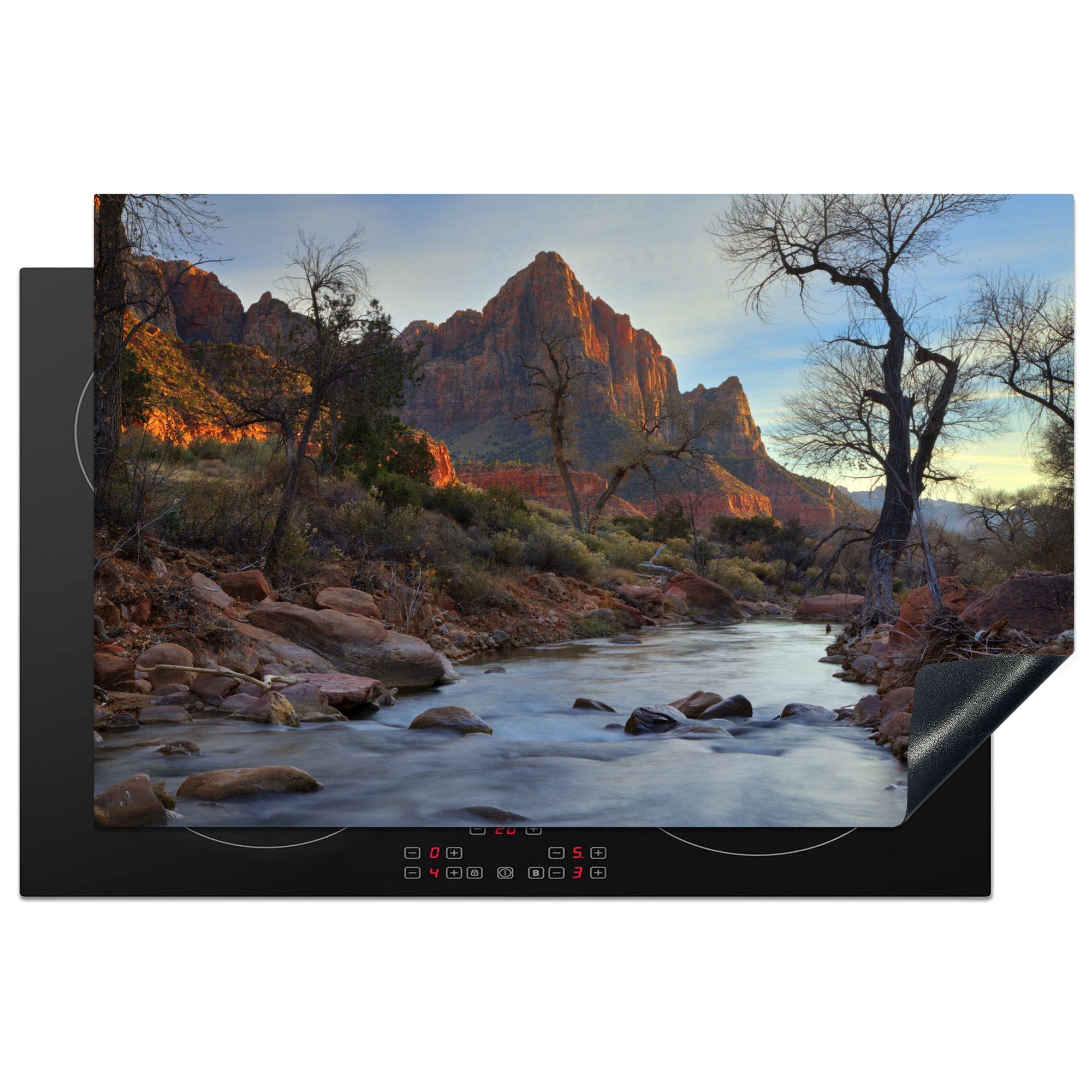MuchoWow Herdblende-/Abdeckplatte Fluss durch Felsen im Zion National Park, Utah, Vinyl, (1 tlg), 81x52 cm, Induktionskochfeld Schutz für die küche, Ceranfeldabdeckung