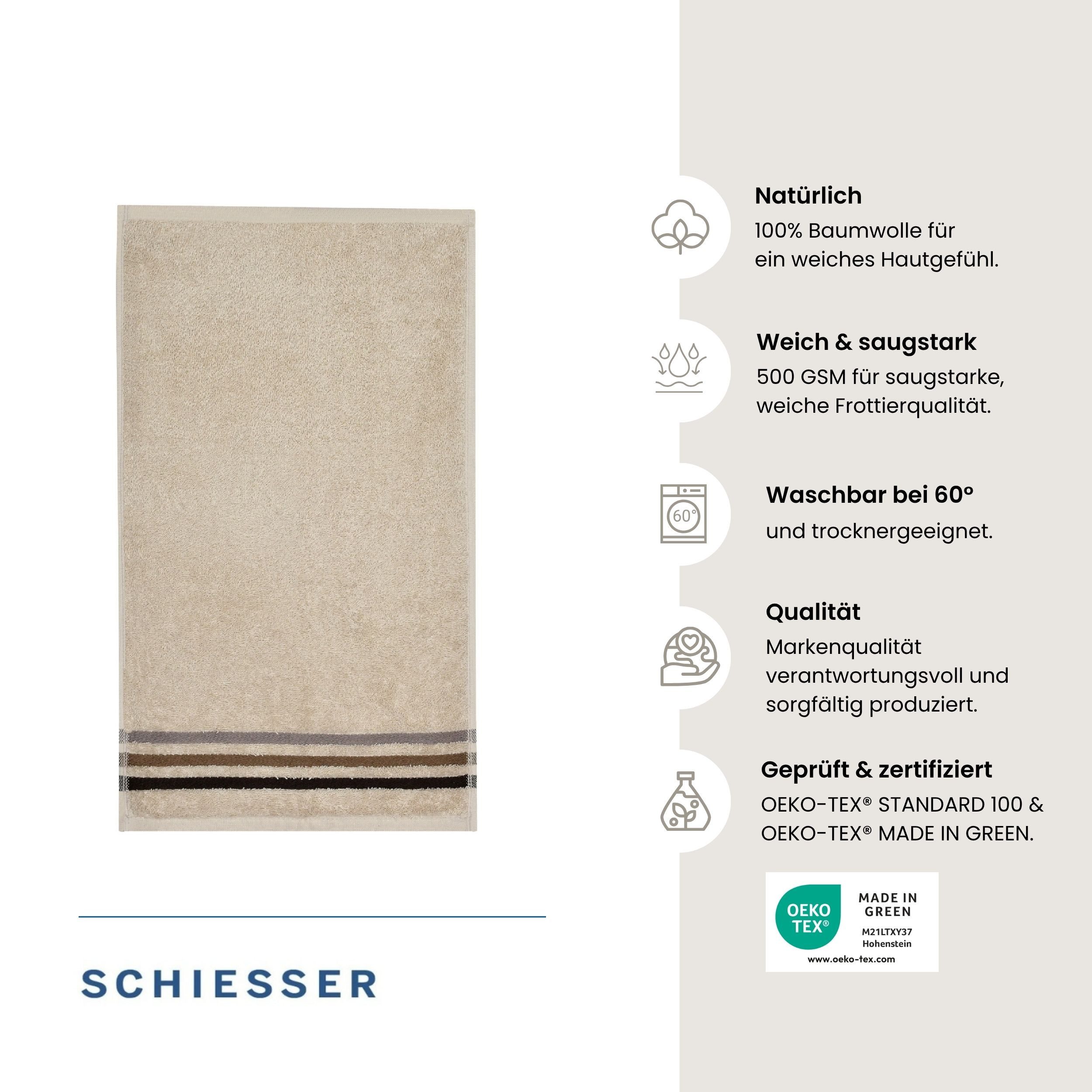Schiesser Gästehandtücher Skyline Color aus 100 % Baumwolle mit eleganter Streifenbordüre, Frottier (Set, 5-St), OEKO-TEX® MADE IN GREEN – Bild 2 von 5