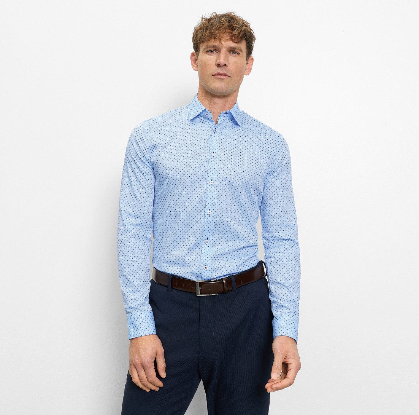 OLYMP Langarmhemd No. Six Businesshemd, super slim, Kentkragen