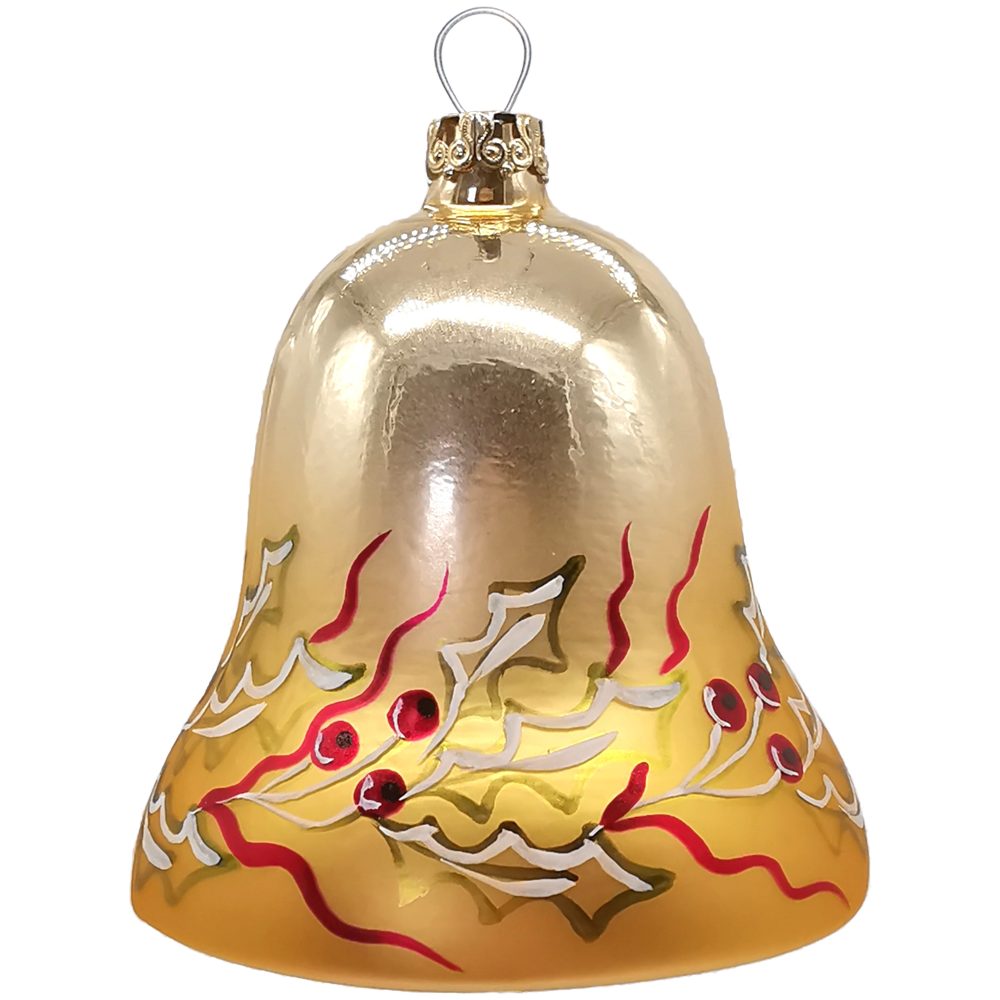 Thüringer Glasdesign Christbaumschmuck Ilex Glocke 7cm (1-tlg), mundgeblasen, handbemalt