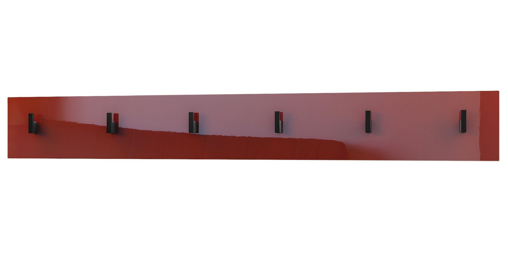 Vladon Garderobenpaneel Linea V1 (Wandgarderobe, mit 6 Kleiderhaken), Bordeaux Hochglanz (110,5 x 14,5 x 3,5 cm)