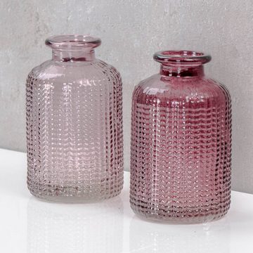 Levandeo® Dekovase, 2er Set Vase H10cm Rosa Glas Blumenvase Tischdeko Frühling