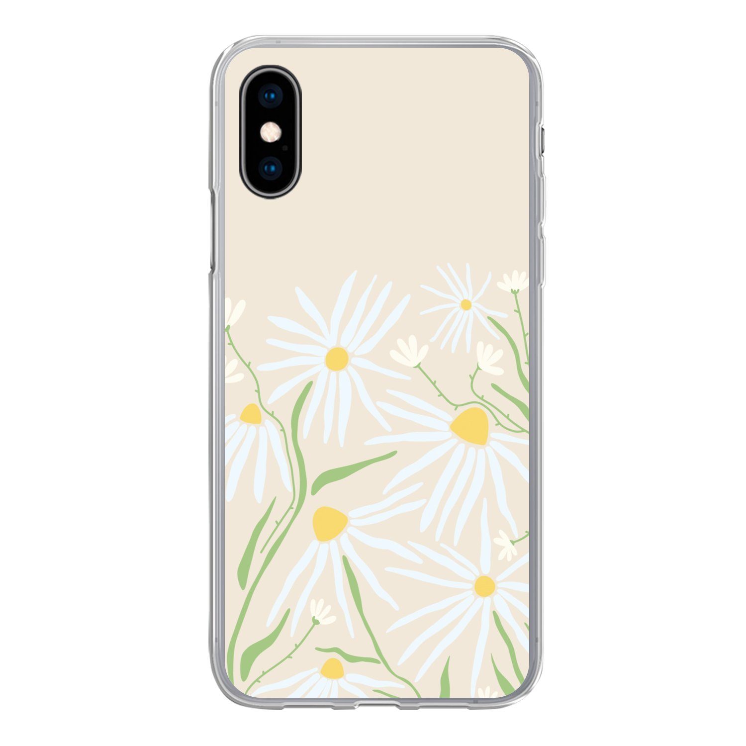 MuchoWow Handyhülle für Apple iPhone X Blume - Muster - Gelb, Smartphone-Bumper, Print, Handy Schutzhülle Dünn