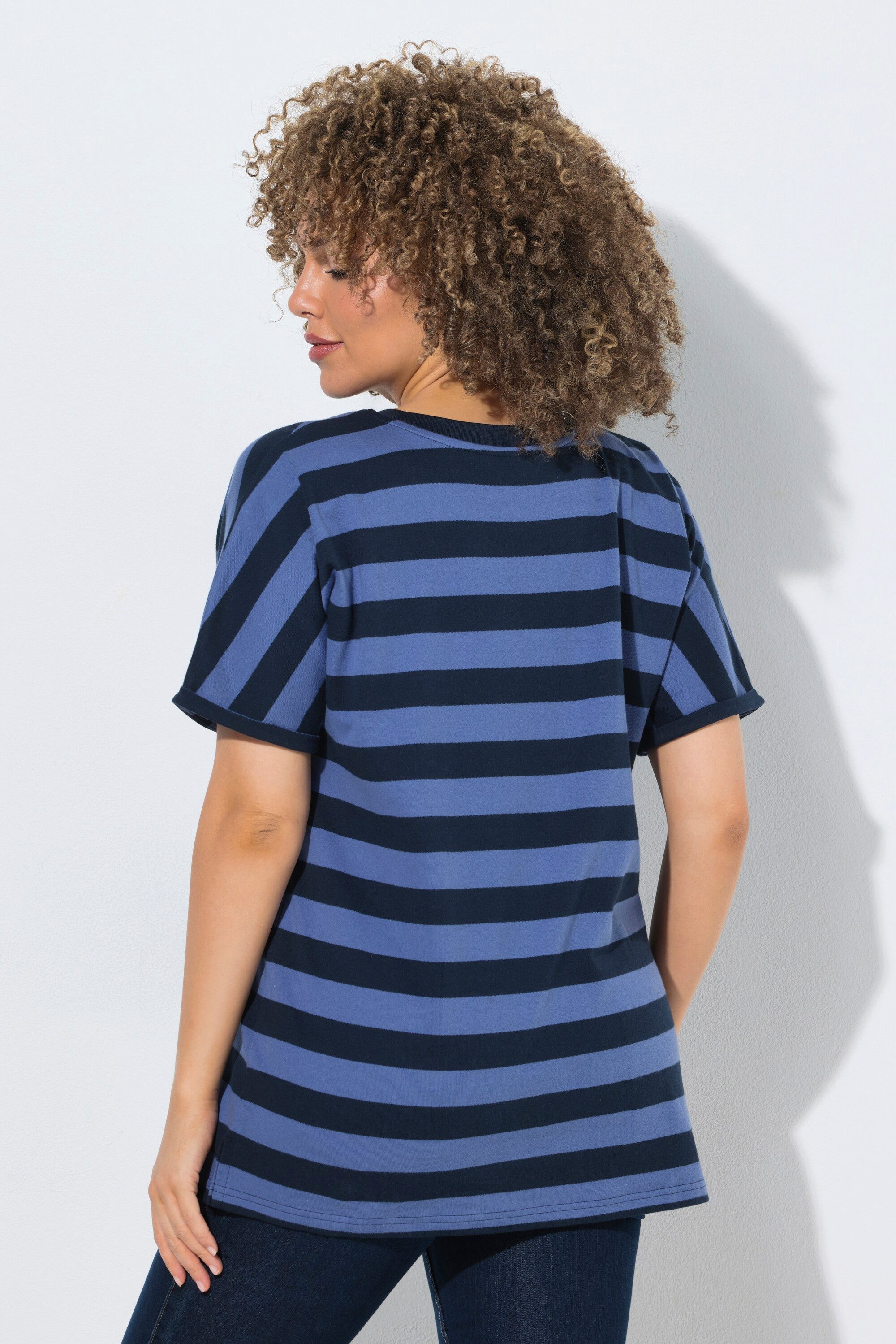 Ulla Popken T-Shirt T-Shirt Ringel Oversized Rundhals Halbarm