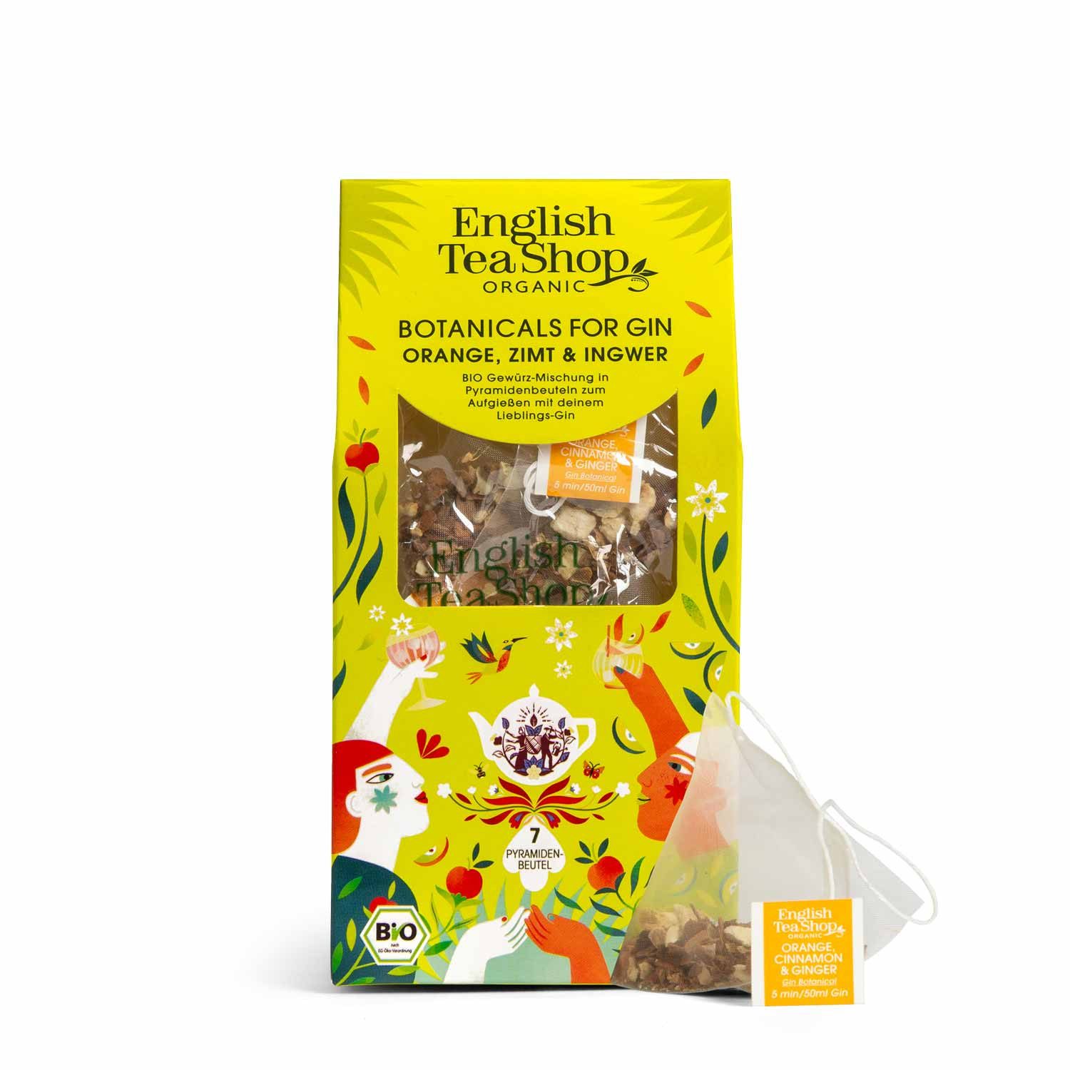 English Tea Shop Tee Botanicals for Gin, Orange Zimt Ingwer, BIO Gewürze 7 Pyramiden-Beutel, Fruchtig, würzig & sommerlich erfrischend.