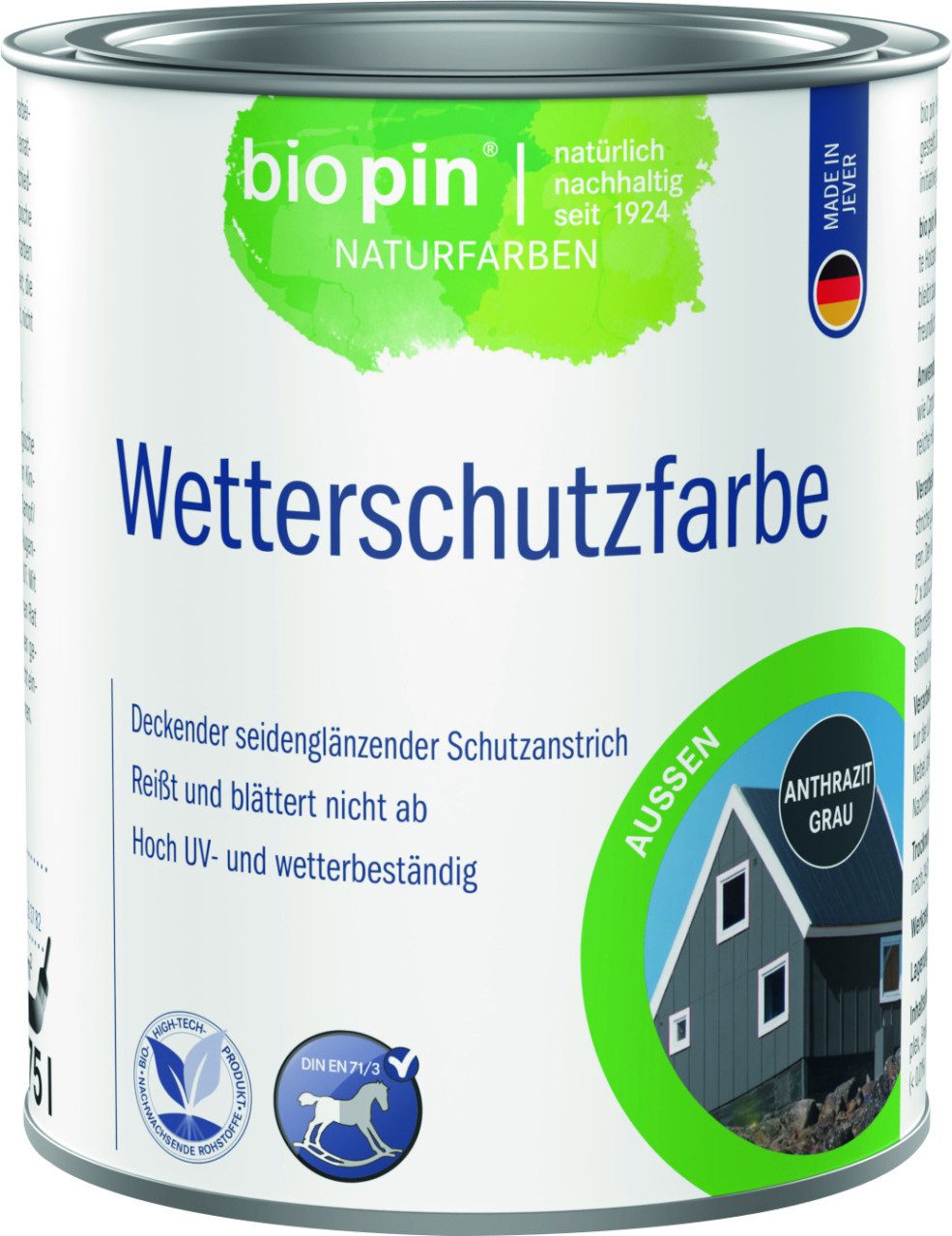 Bio Pin Wetterschutzfarbe Biopin Wetterschutzlasur 750 ml anthrazitgrau