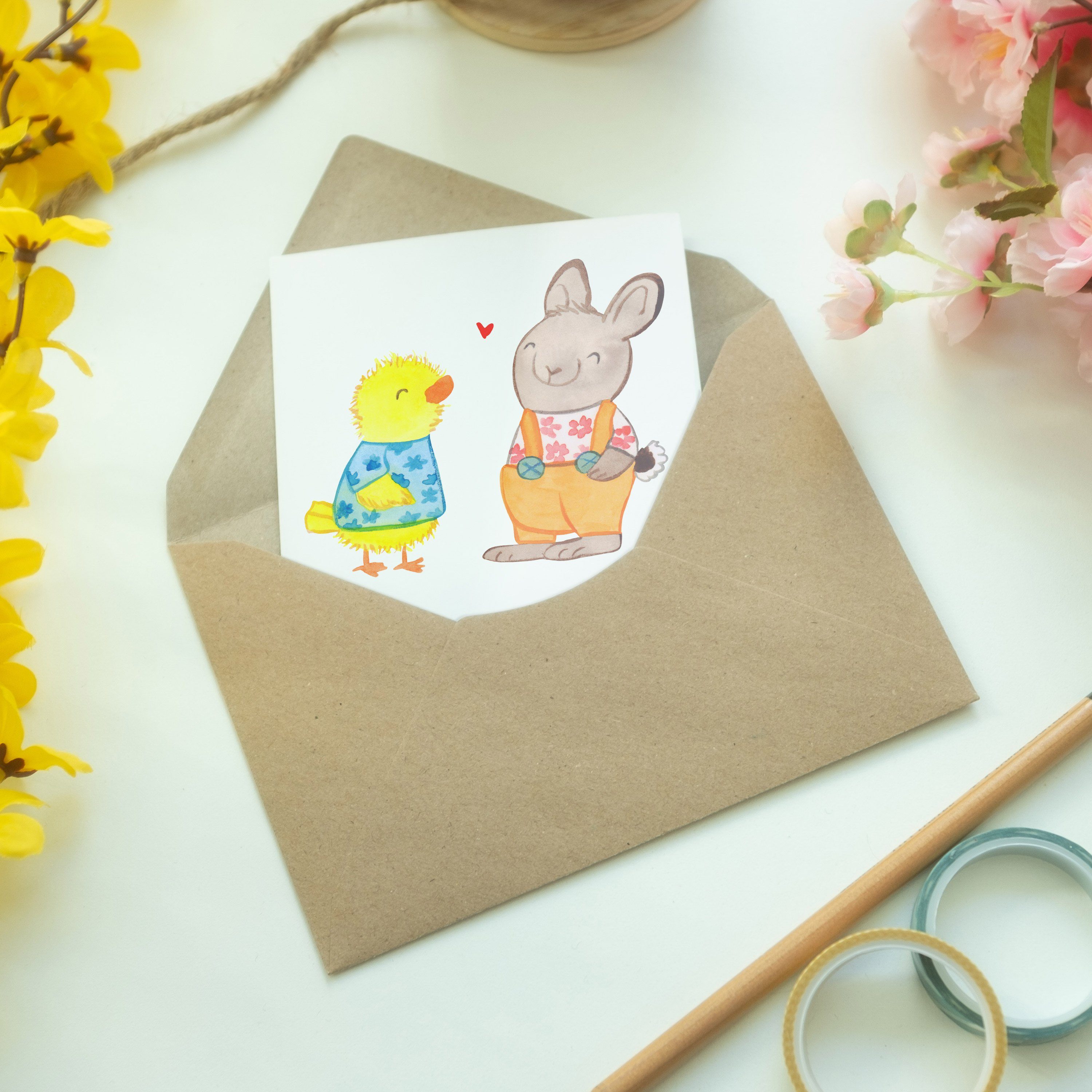Mr. & Mrs. Panda Grußkarte Osterhase, Glückwunschkarte, E - Ostern - Geschenk, Weiß Freundschaft