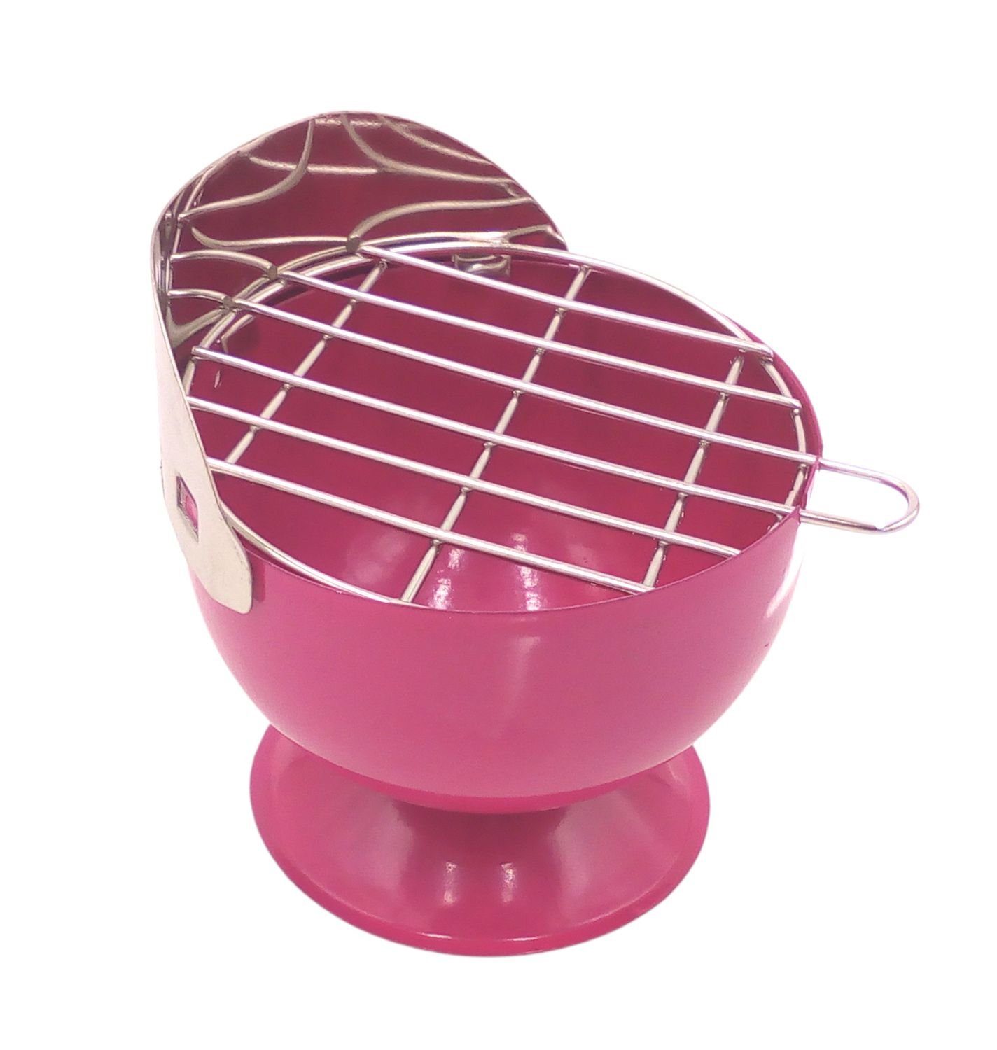 BURI Aschenbecher Metall-Aschenbecher im Kugelgrill-Design Tischaschenbecher Ascher Gesc pink