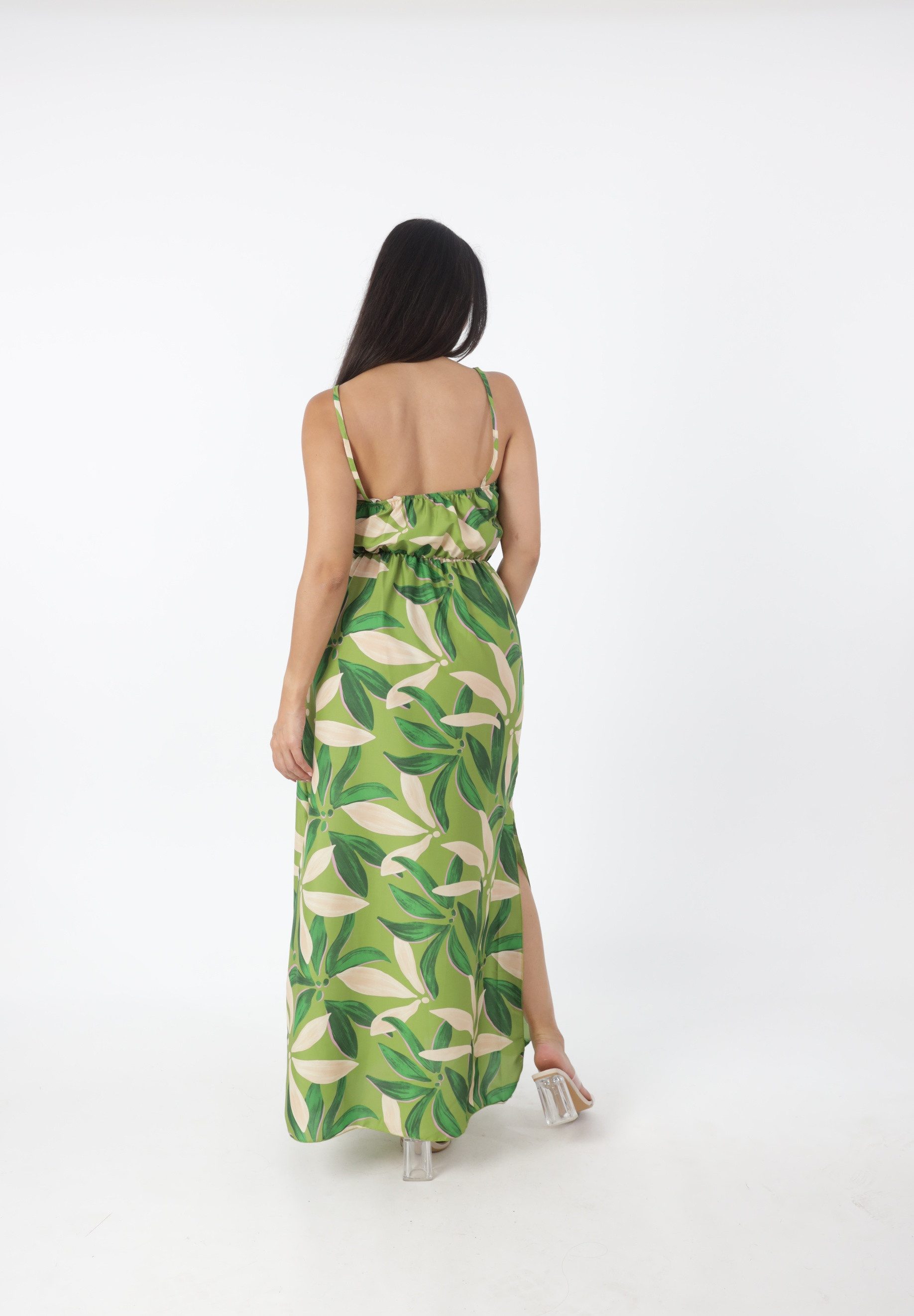 Elara Sommerkleid Maxikleid mit modernem Muster – Sommerliches Kleid mit V-Ausschnitt mit Muster