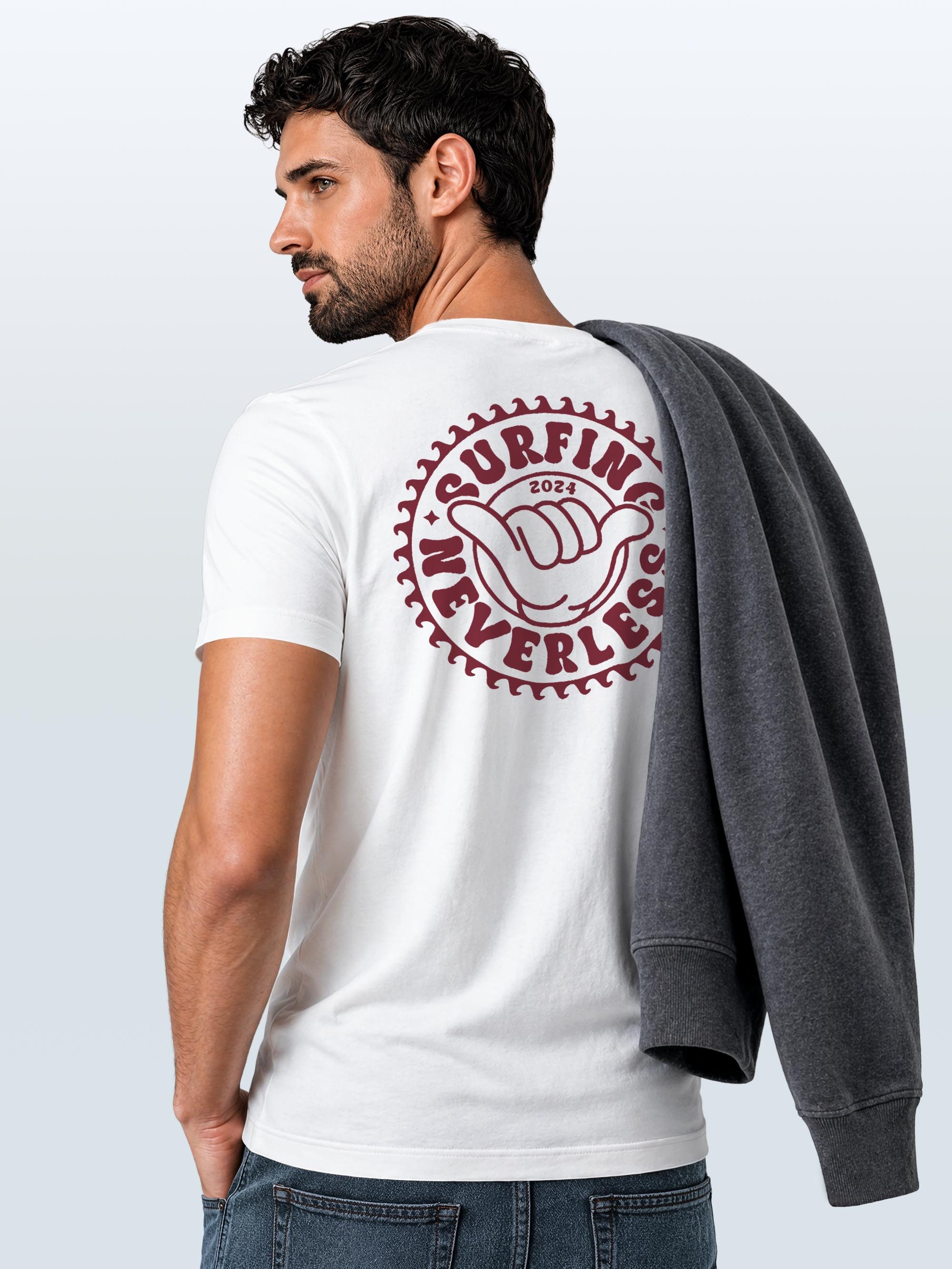 Neverless Print-Shirt Herren T-Shirt Surfing Surfer Motiv Hang Loose Sommer Sonne Wellen mit Print