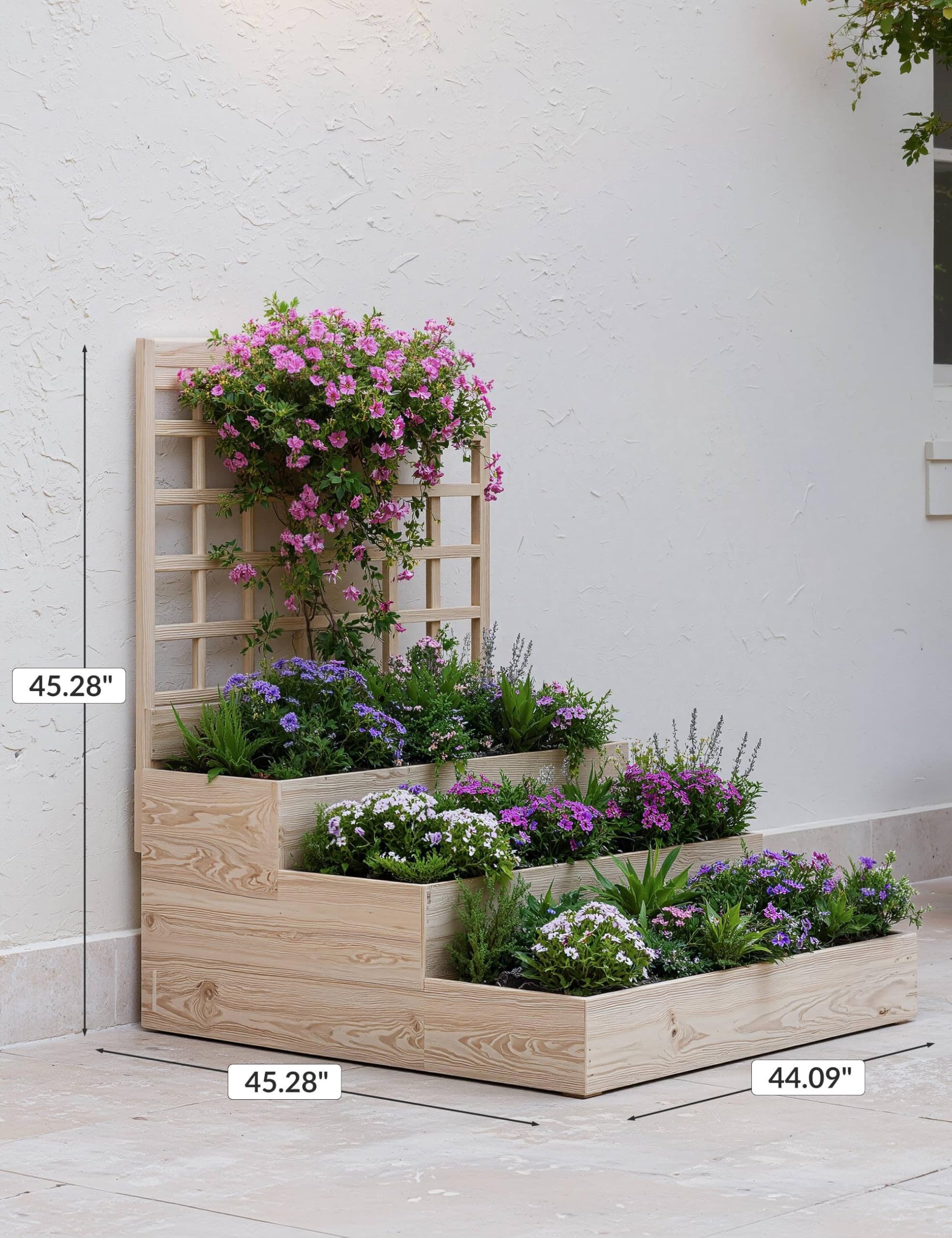 GarveeMore Hochbeet 3-stufiger Pflanzkasten Blumenkasten Gemüsebeet 114x115 günstig online kaufen