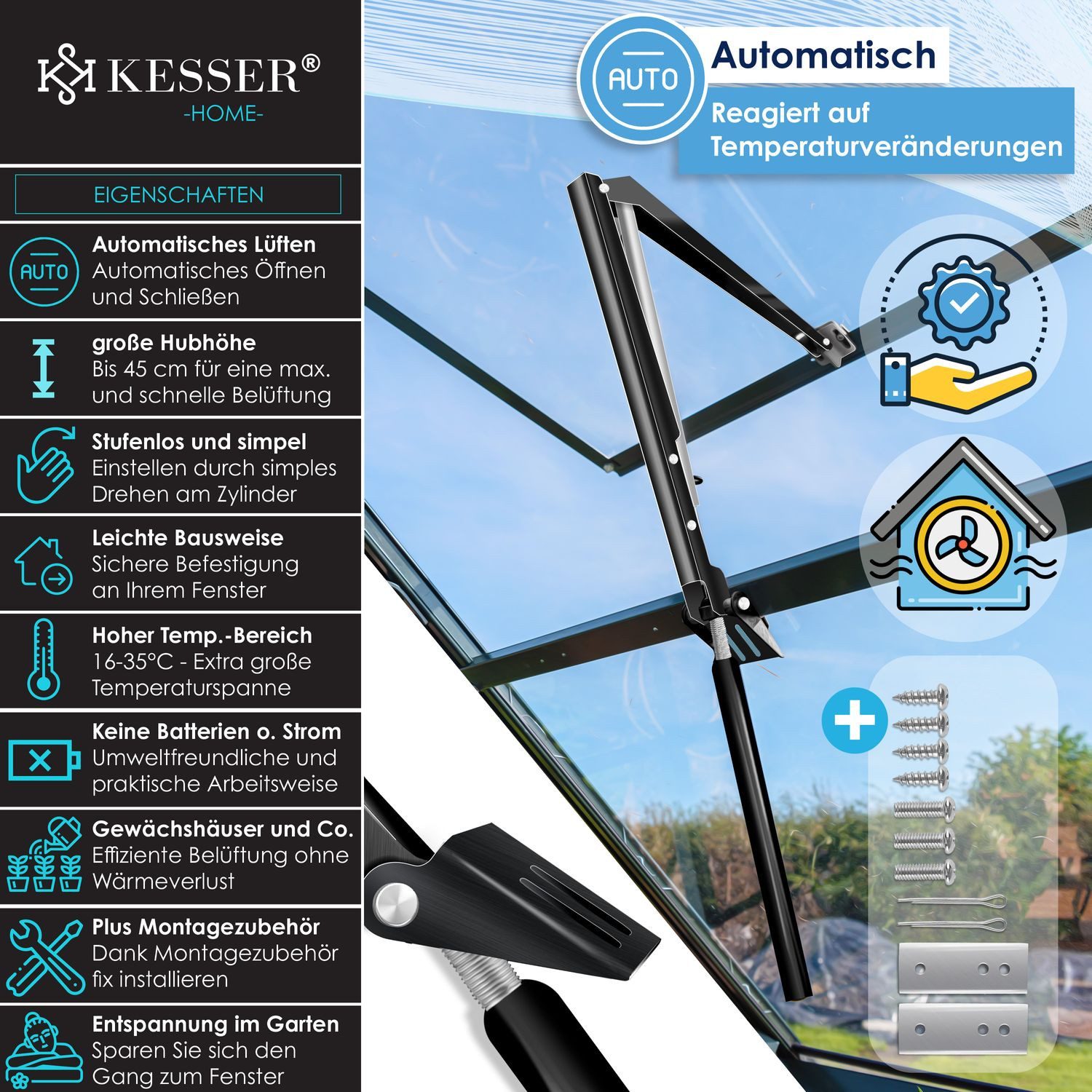 KESSER Fensteröffner, Automatischer Fensteröffner für Gewächshaus günstig online kaufen