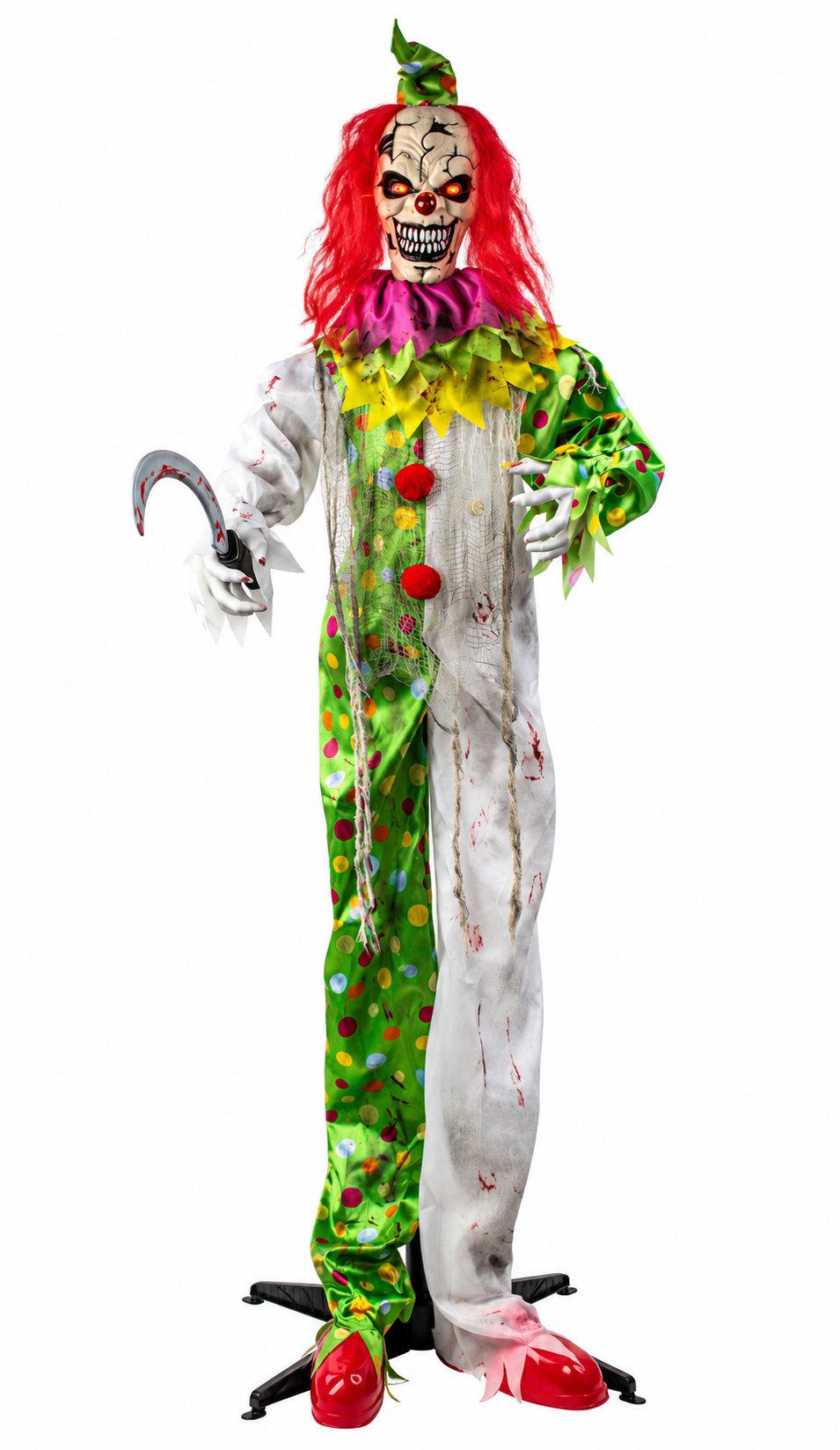 Mel-O-Design LED-Dekofigur Grinzo Horror Clown Figur 170cm Mit LED Augen Sound Bewegung Halloween