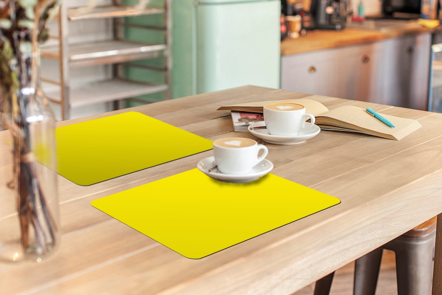 MuchoWow Platzset Gelb - Zitrone - Neon - Farben, (6-St), Platzsets, Tischset, Abwaschbar, Tischsets, Platzdeckchen