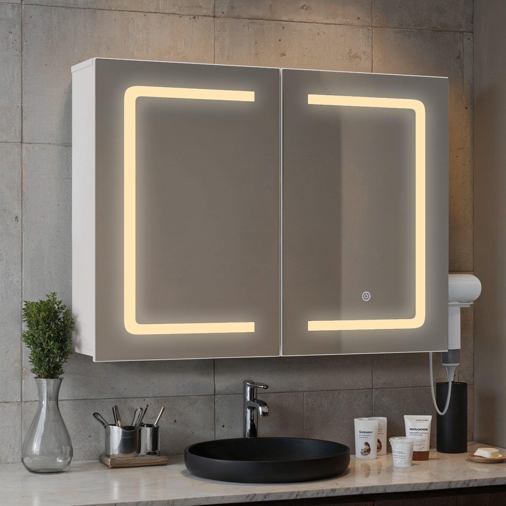 Bealife Spiegelschrank Badezimmerschrank Dreistufiger Stauraum LED-Beleucht günstig online kaufen