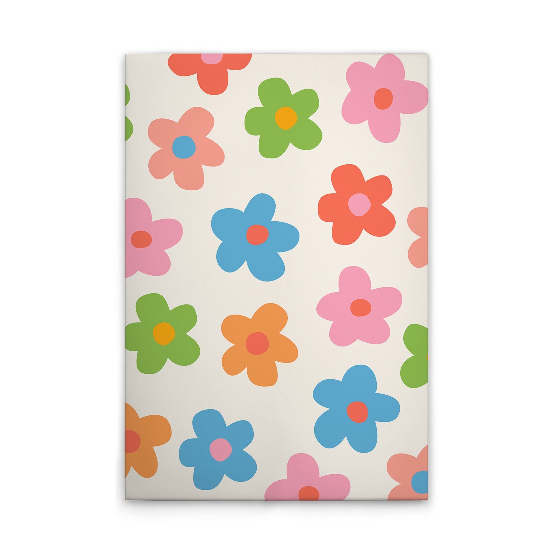 Tadessi Leinwandbild Retro Blumen Bunt Creme Weiß versch. Größen, Blumen