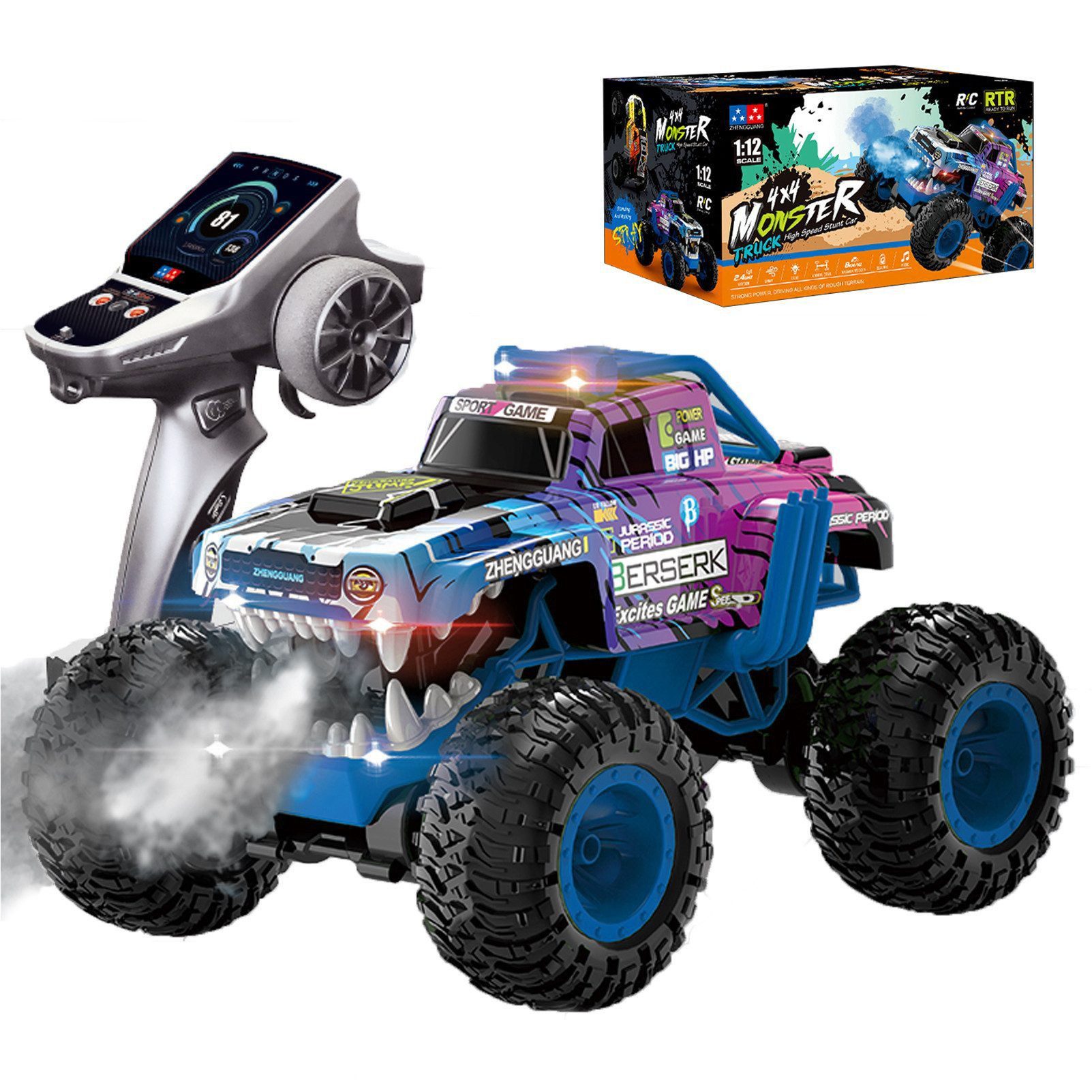 RC-Auto Ferngesteuerter RC Auto 1:12 Monster Truck Ferngesteuert mit Spray