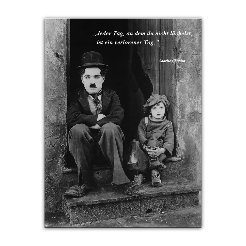 Bilderdepot24 Leinwandbild Zitat - Jeder Tag, an dem du nicht lächelst (Charlie CHaplin), Sprüche & Texte