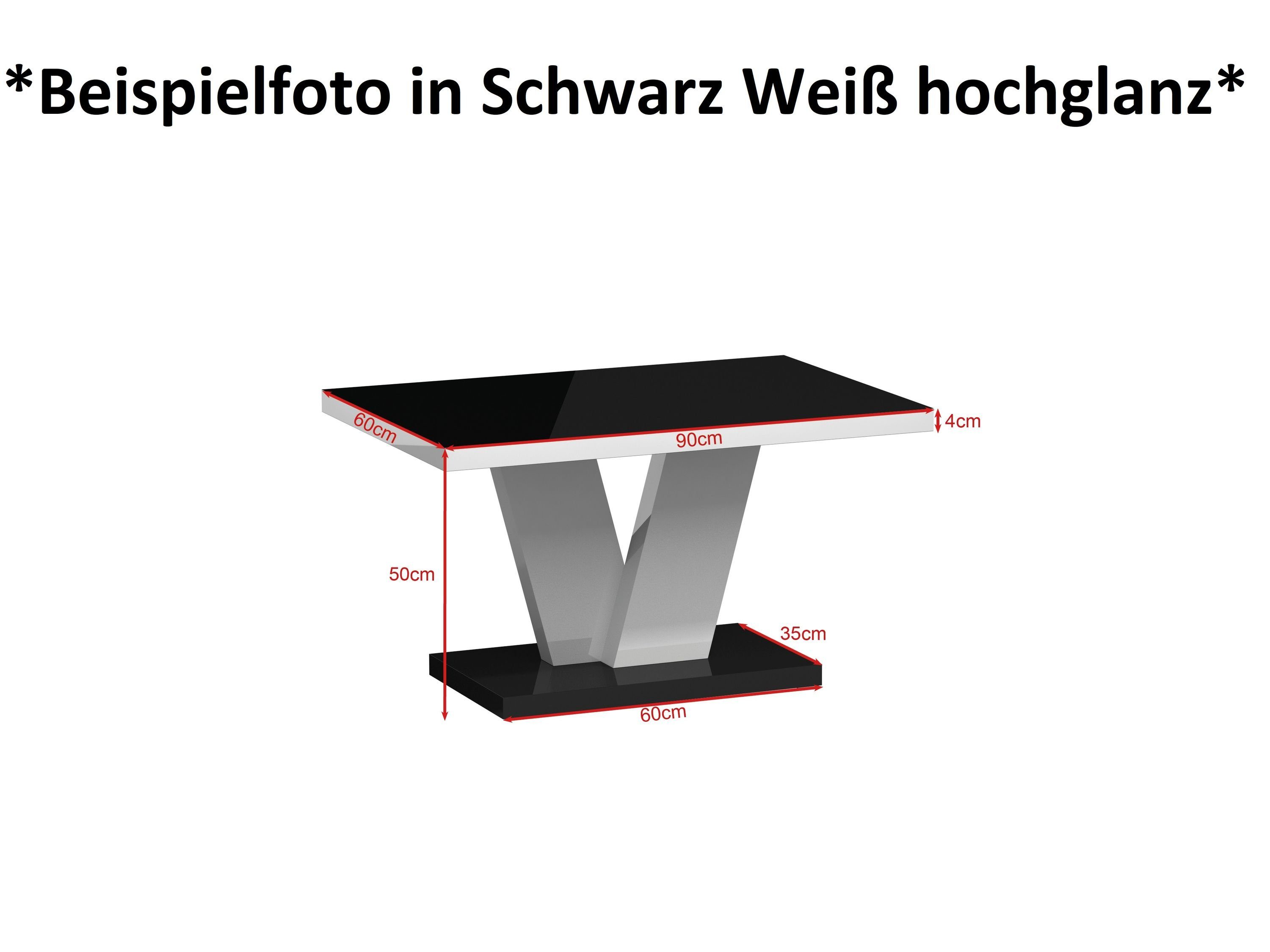 90x60x50cm Hochglanz Hochglanz MA-222 Schwarz Hochglanz designimpex Weiß Design Tisch Couchtisch Couchtisch /