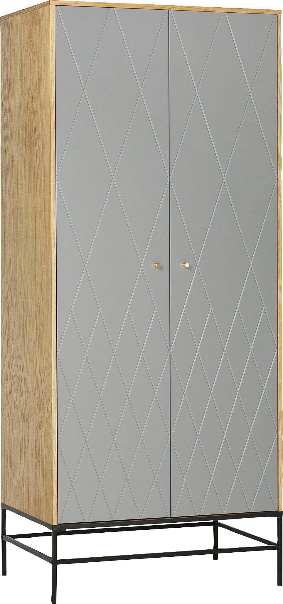 andas Kleiderschrank MIA Fräsungen in den Fronten, goldene Griffe, Breite 80 cm, FSC®