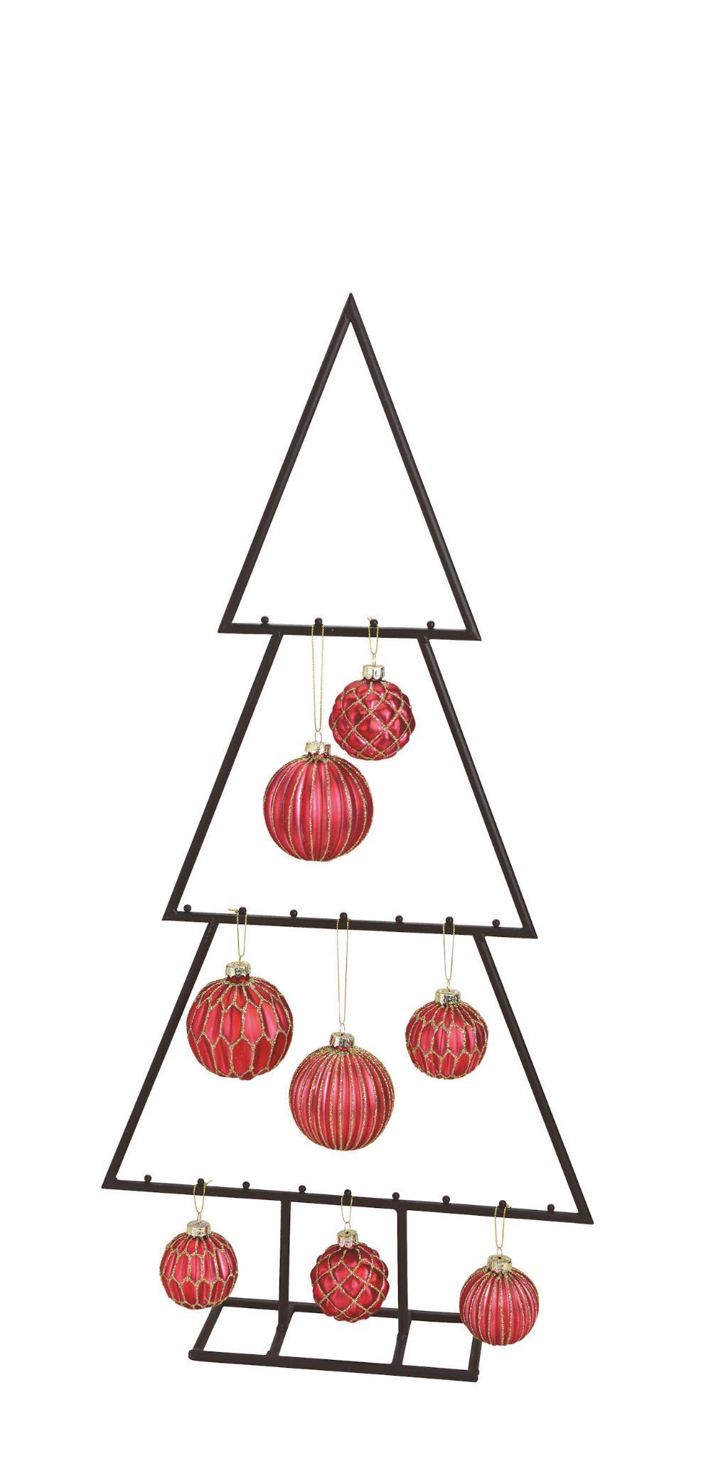 Spetebo Weihnachtskugelständer Metall Tannenbaum - 77 cm, 20 Zierschmuck Haken auf 3 Ebenen - Metall Deko Aufsteller - Weihnachtsbaum Christbaumschmuck | Weihnachtskugeln