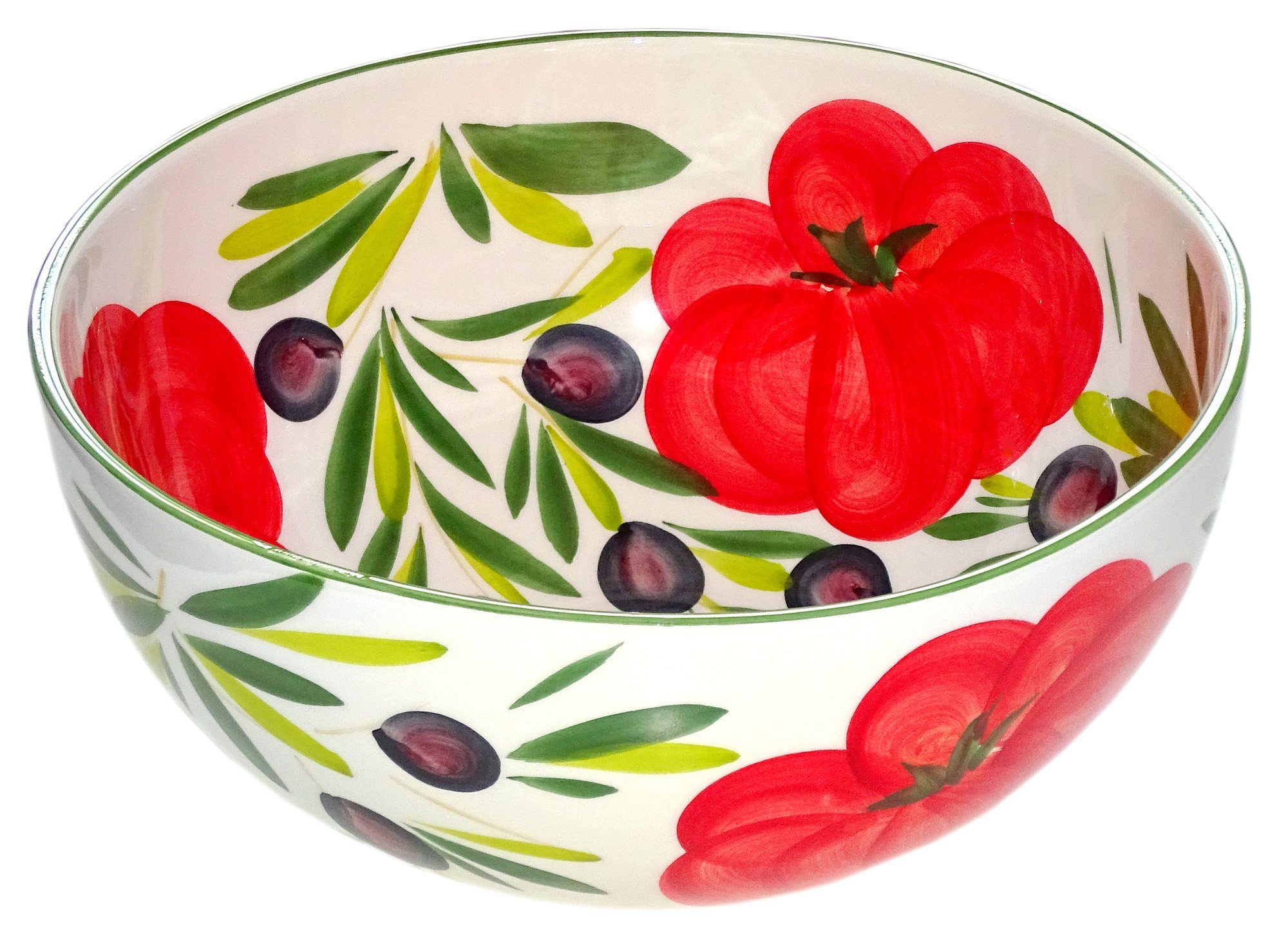 ca 25 x 25 cm 4,5 cm tief Lashuma handgemachte Salatschale aus italienischer Keramik im Tomatendesign quadratische Salatschüssel ca