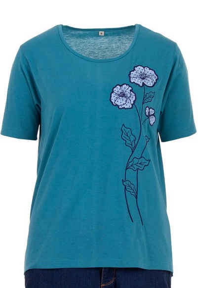 zeitlos T-Shirt zeitlos T-Shirt Damen Kurzarm Rundhals Blumenstickerei