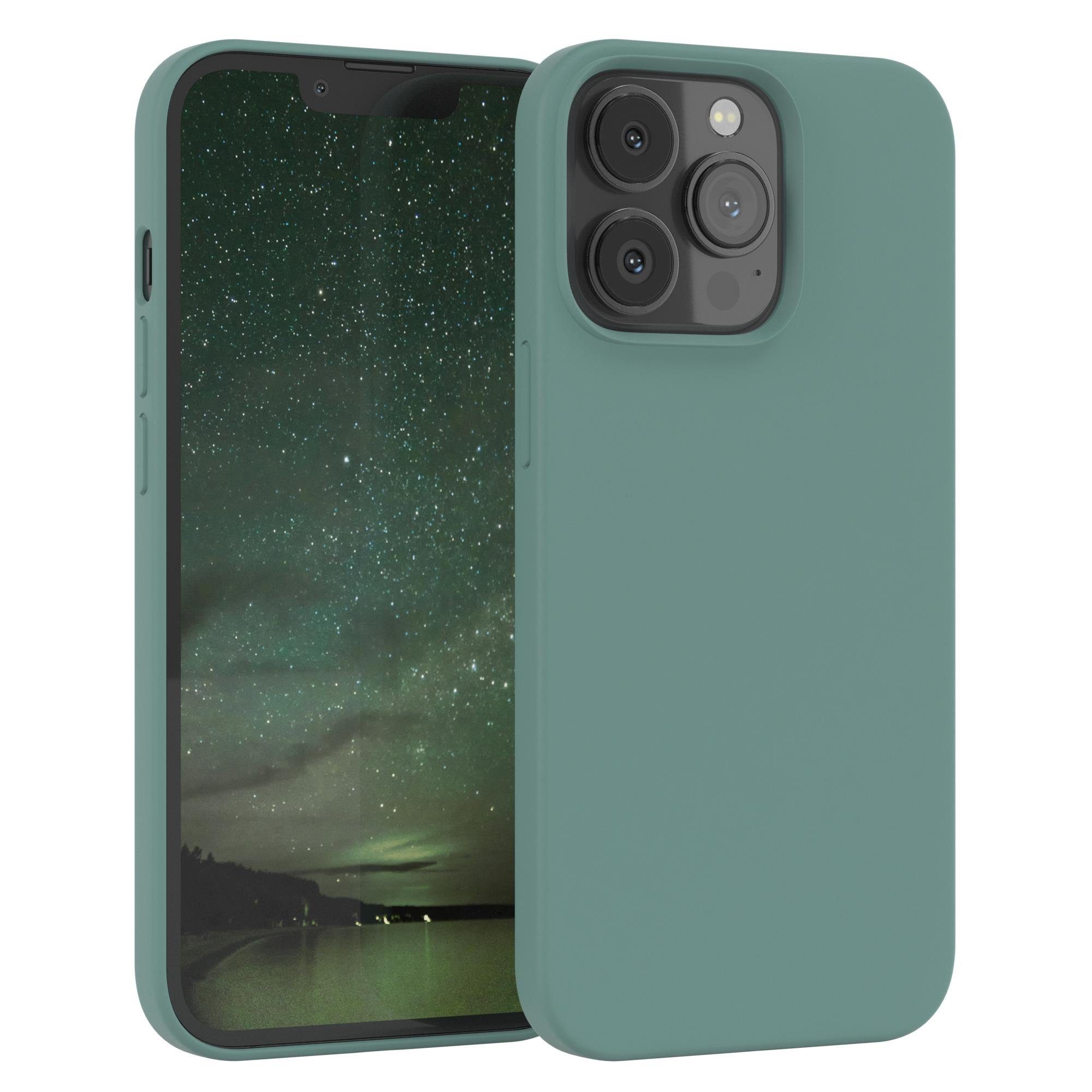 EAZY CASE Handyhülle Premium Silikon Case für Apple iPhone 13 Pro 6,1 Zoll, Silikonhülle Slimcover mit Displayschutz Hülle Cover Grün / Nachtgrün